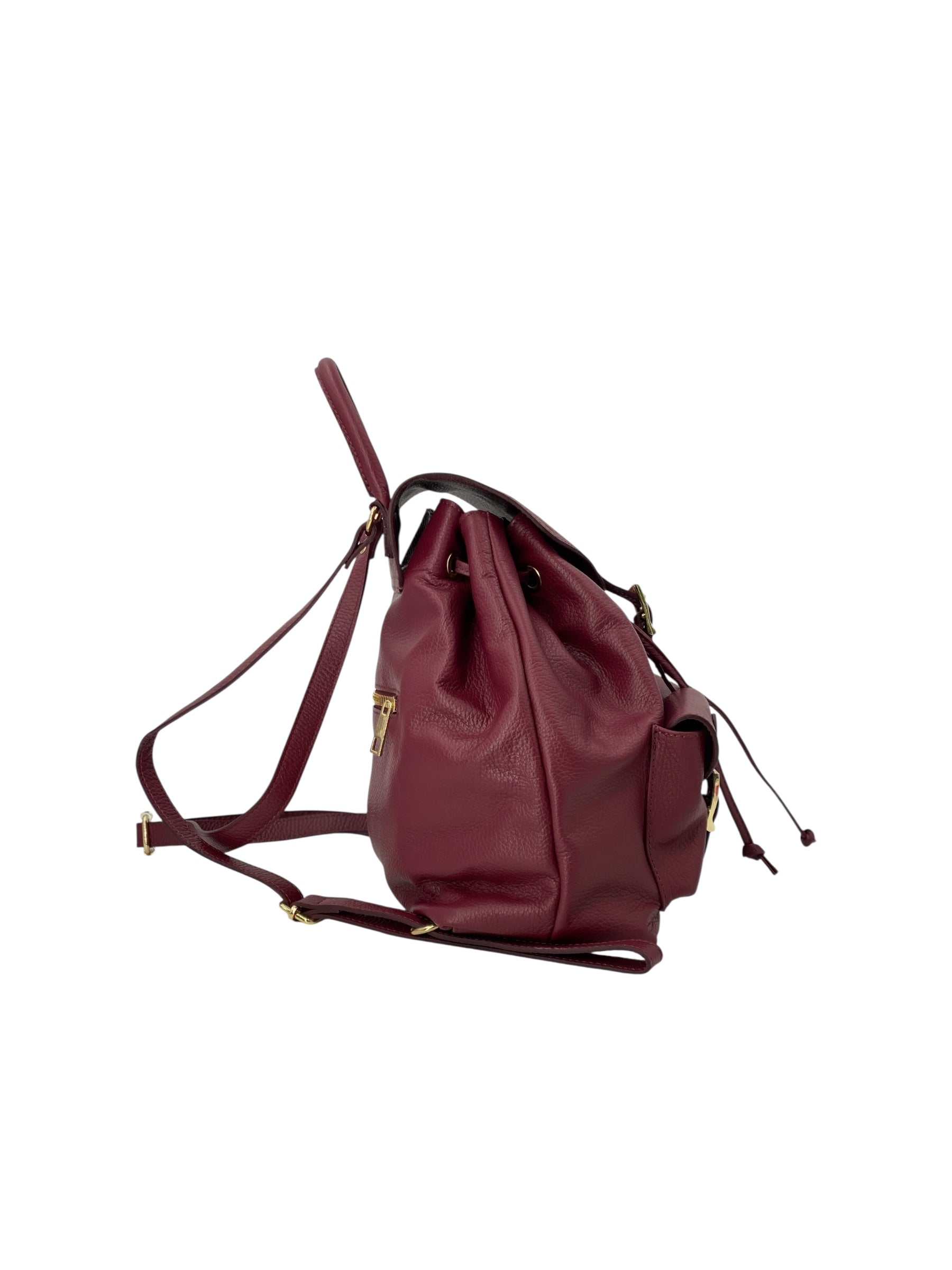 Emma – Women's backpack in genuine Italian leather with adjustable shoulder straps, spacious interior and gold buckle