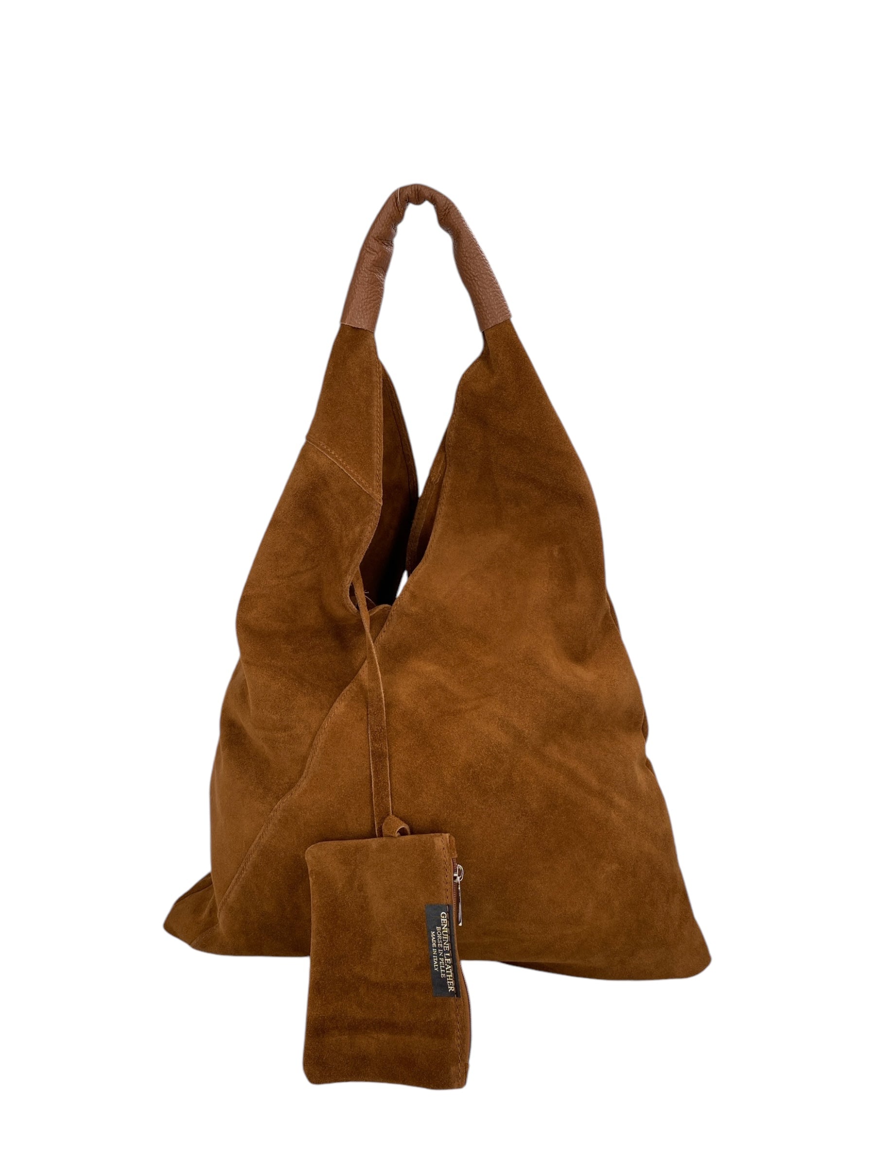 Gabrielle – Women's shoulder bag in genuine Italian leather with matching mini pouch