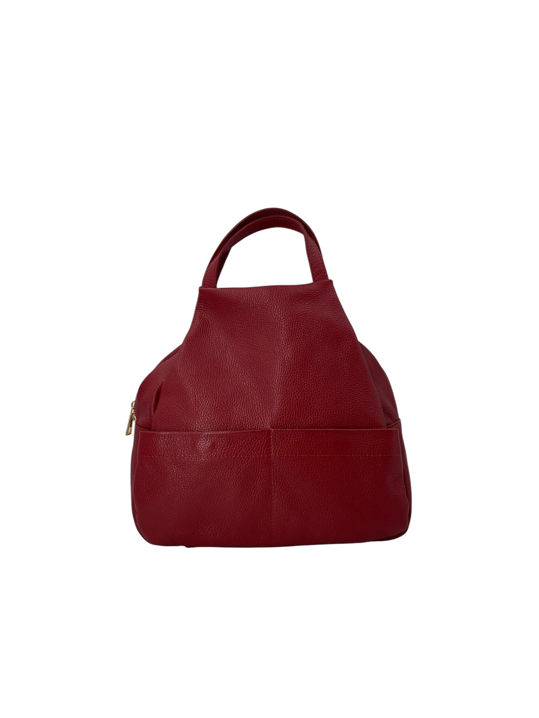 Margaux – Women's backpack in genuine Italian leather with a double gold zip and multiple pockets.