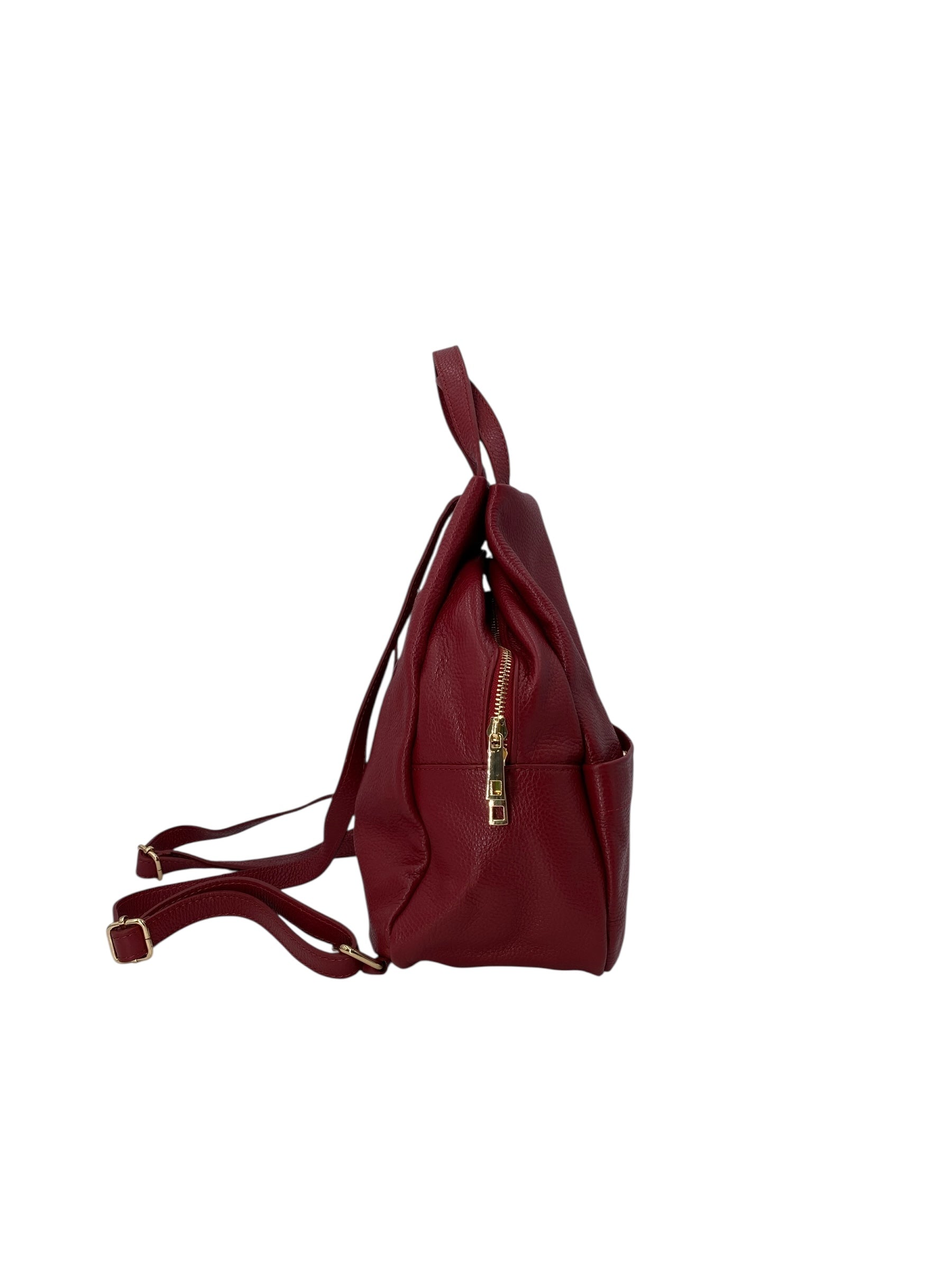 Margaux – Women's backpack in genuine Italian leather with a double gold zip and multiple pockets.