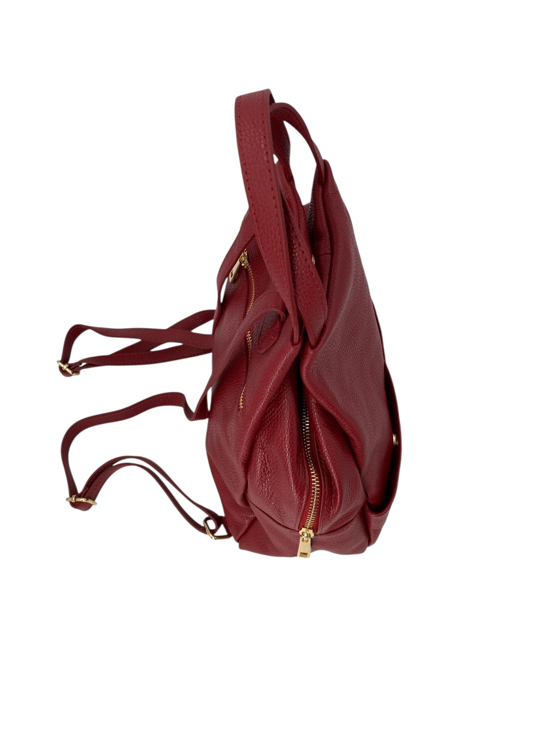 Margaux – Women's backpack in genuine Italian leather with a double gold zip and multiple pockets.