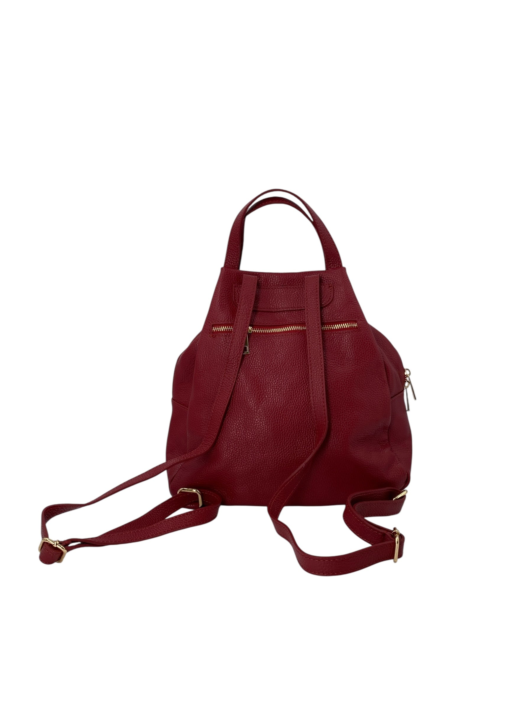 Margaux – Women's backpack in genuine Italian leather with a double gold zip and multiple pockets.