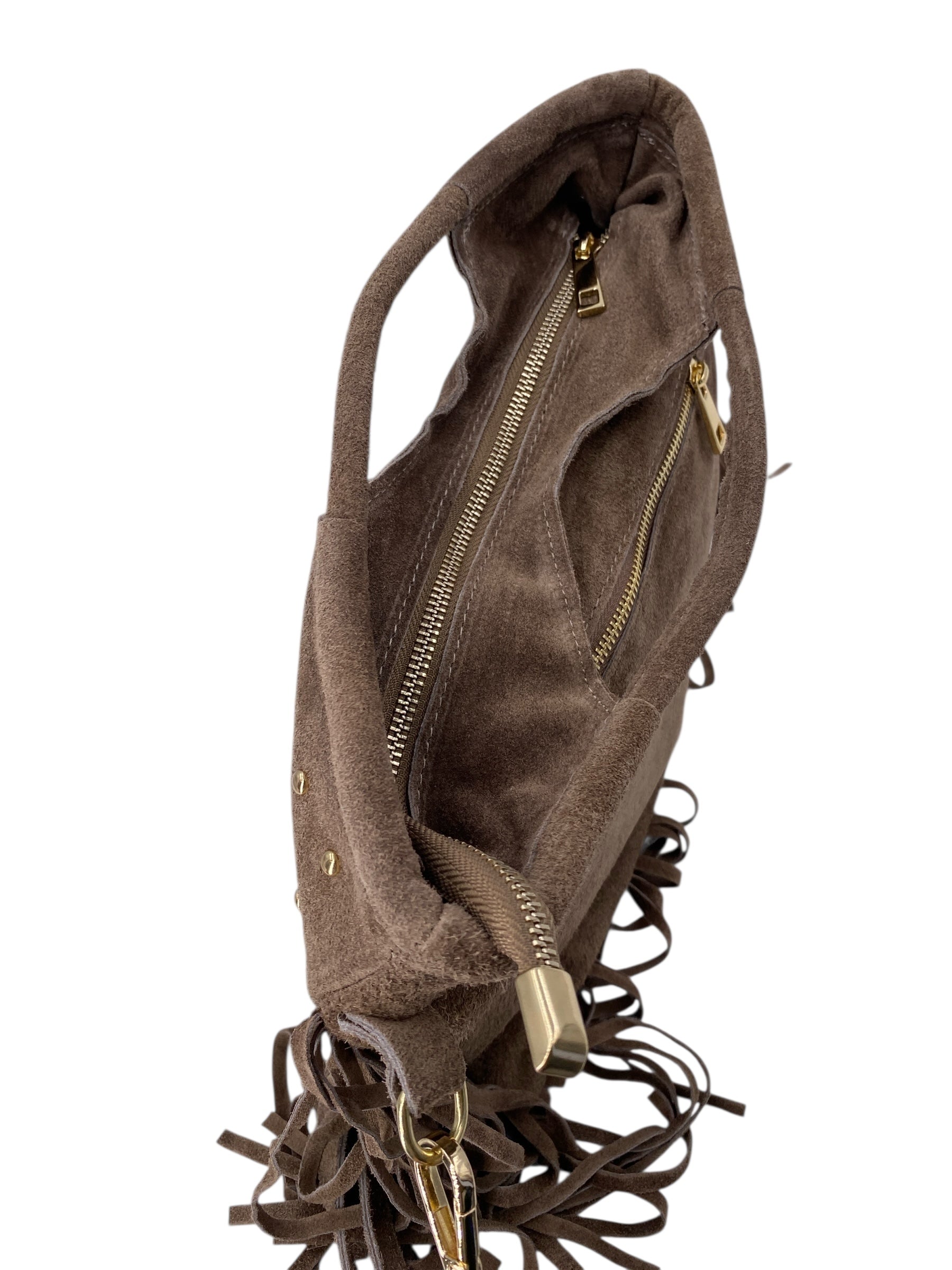 Inaya - Borsa a mano in camoscio con tracolla staccabile