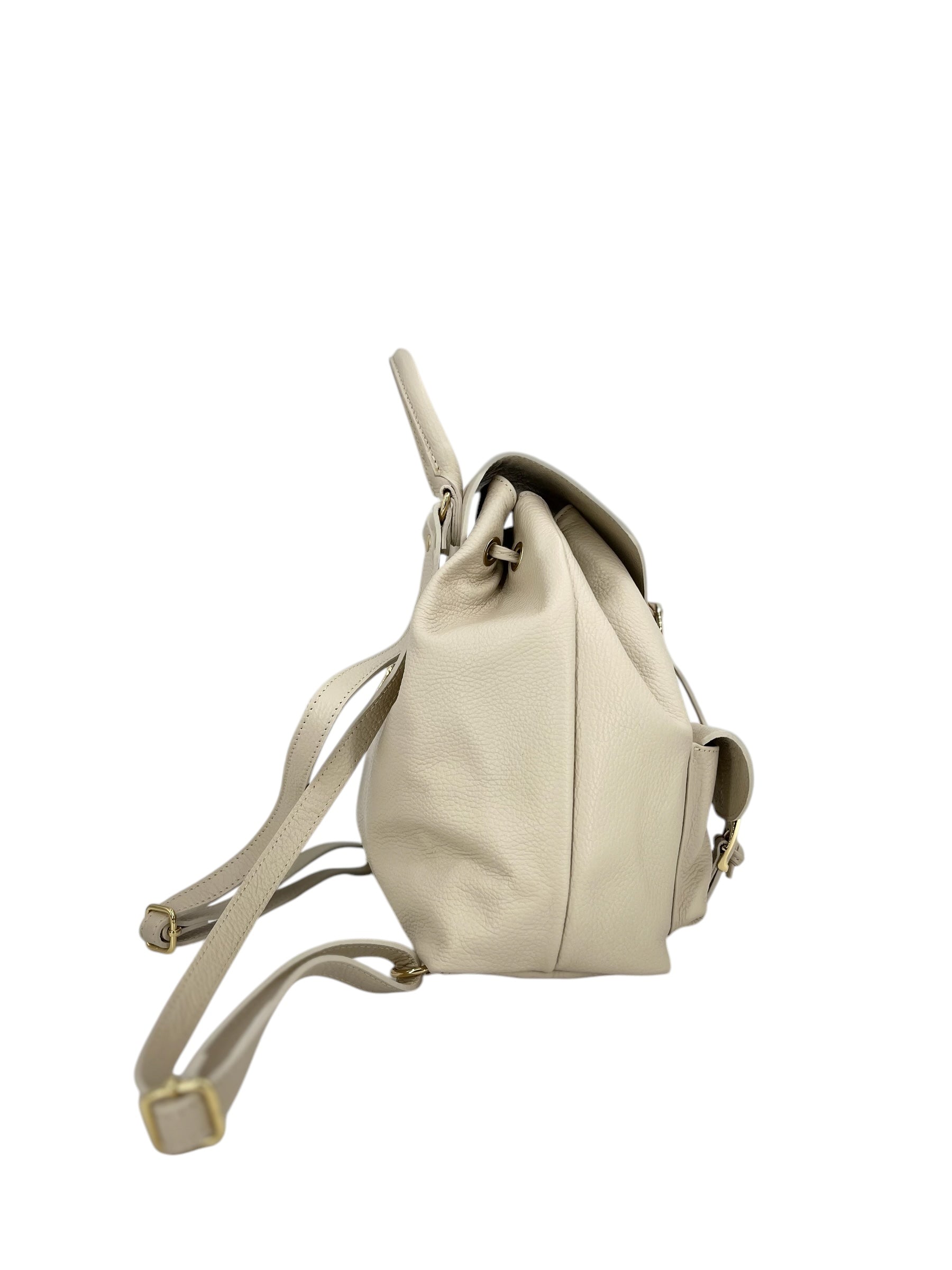 Emma – Zaino donna in vera pelle italiana con spallacci regolabili, interno spazioso e fibbia dorata