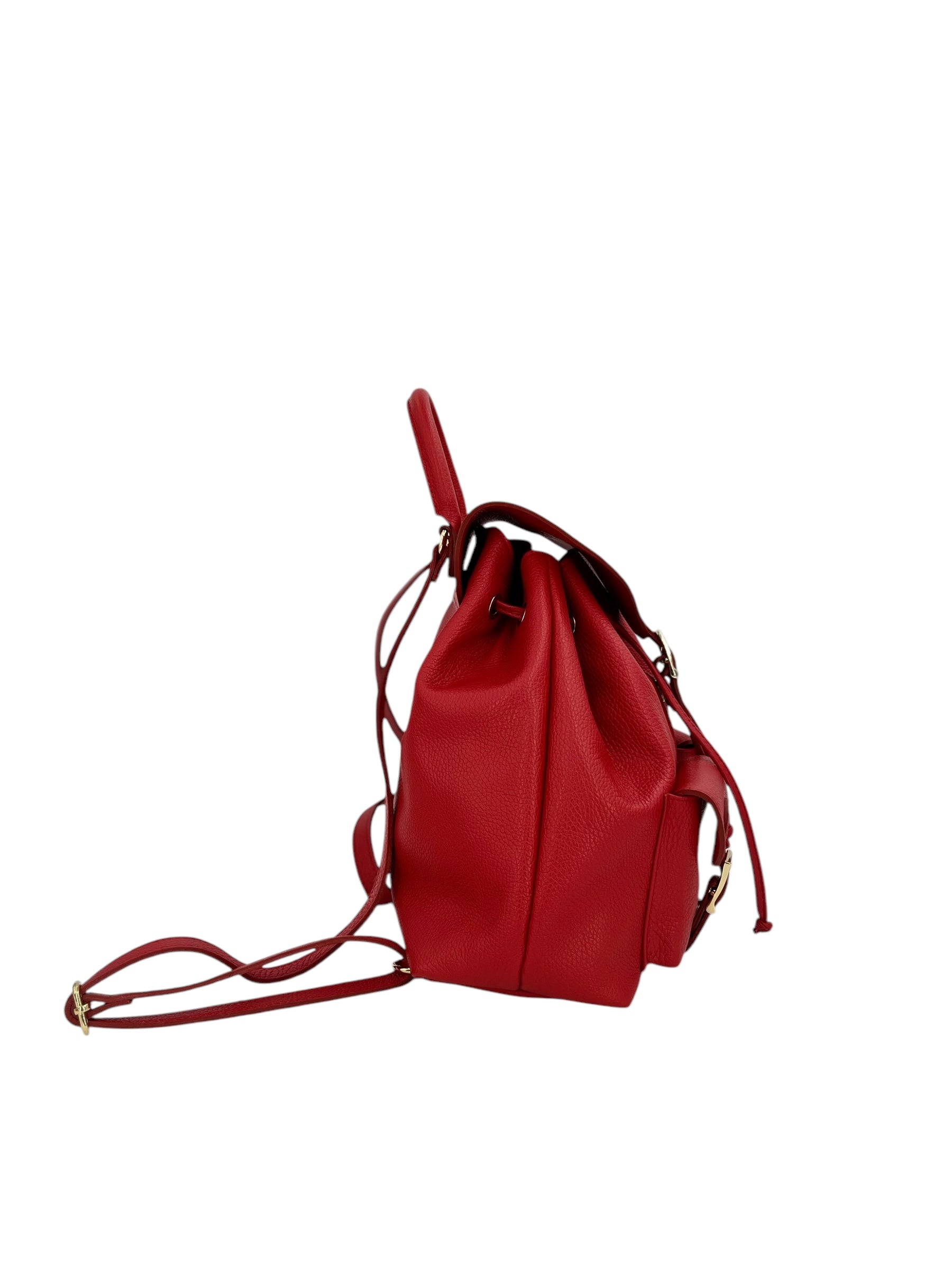 Emma – Women's backpack in genuine Italian leather with adjustable shoulder straps, spacious interior and gold buckle