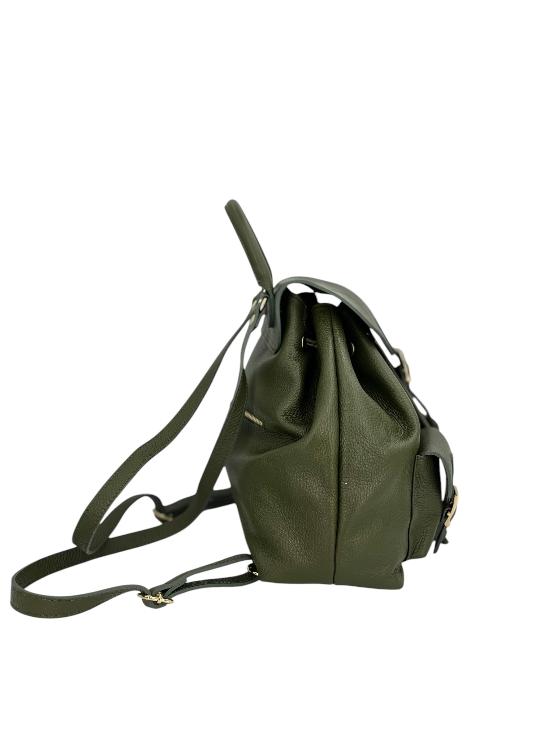 Emma – Women's backpack in genuine Italian leather with adjustable shoulder straps, spacious interior and gold buckle