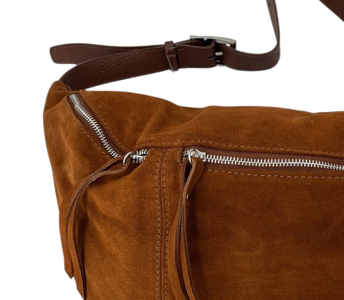 Anais – Women's bum bag in genuine suede with adjustable shoulder strap and proportionate interior