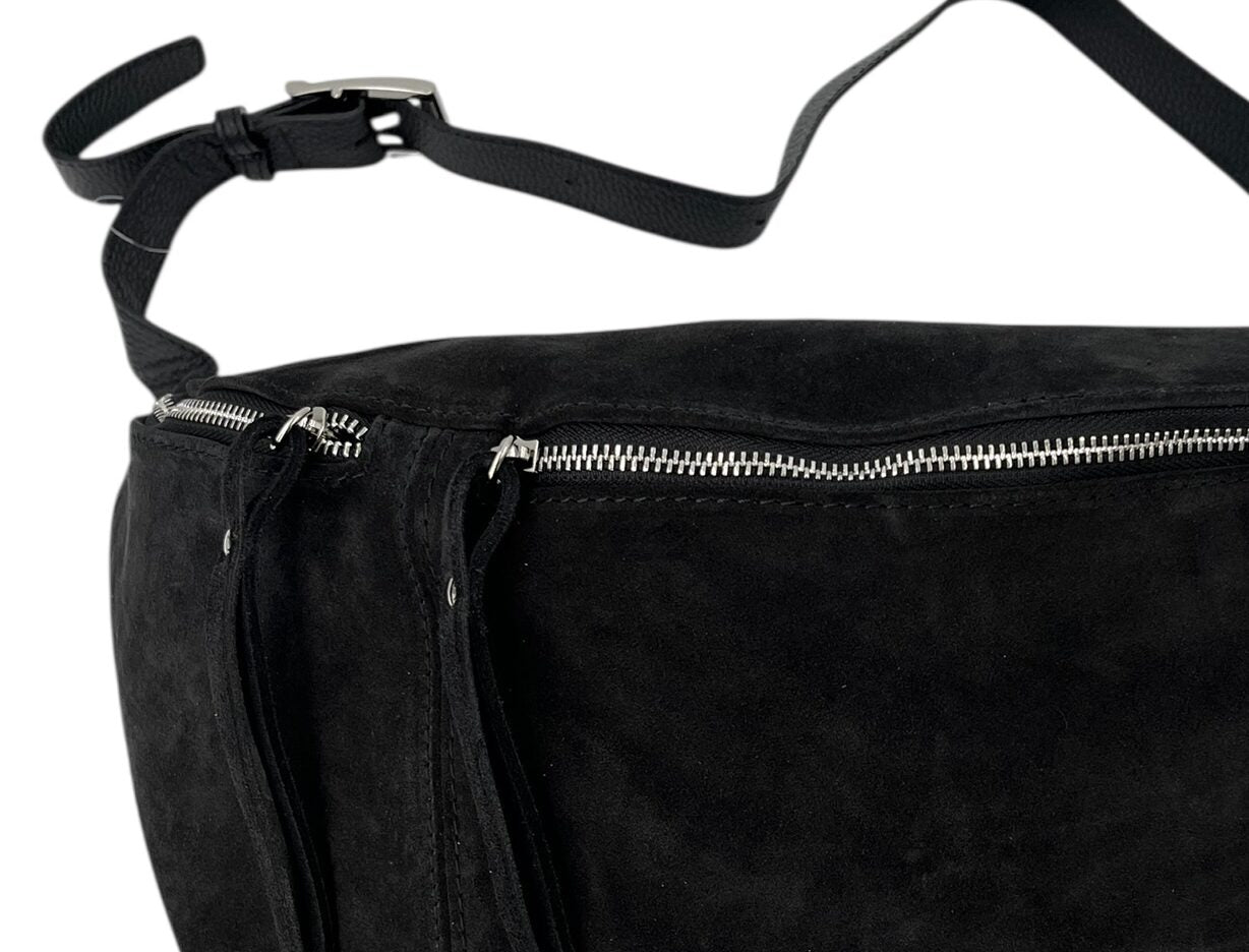 Anais – Women's bum bag in genuine suede with adjustable shoulder strap and proportionate interior