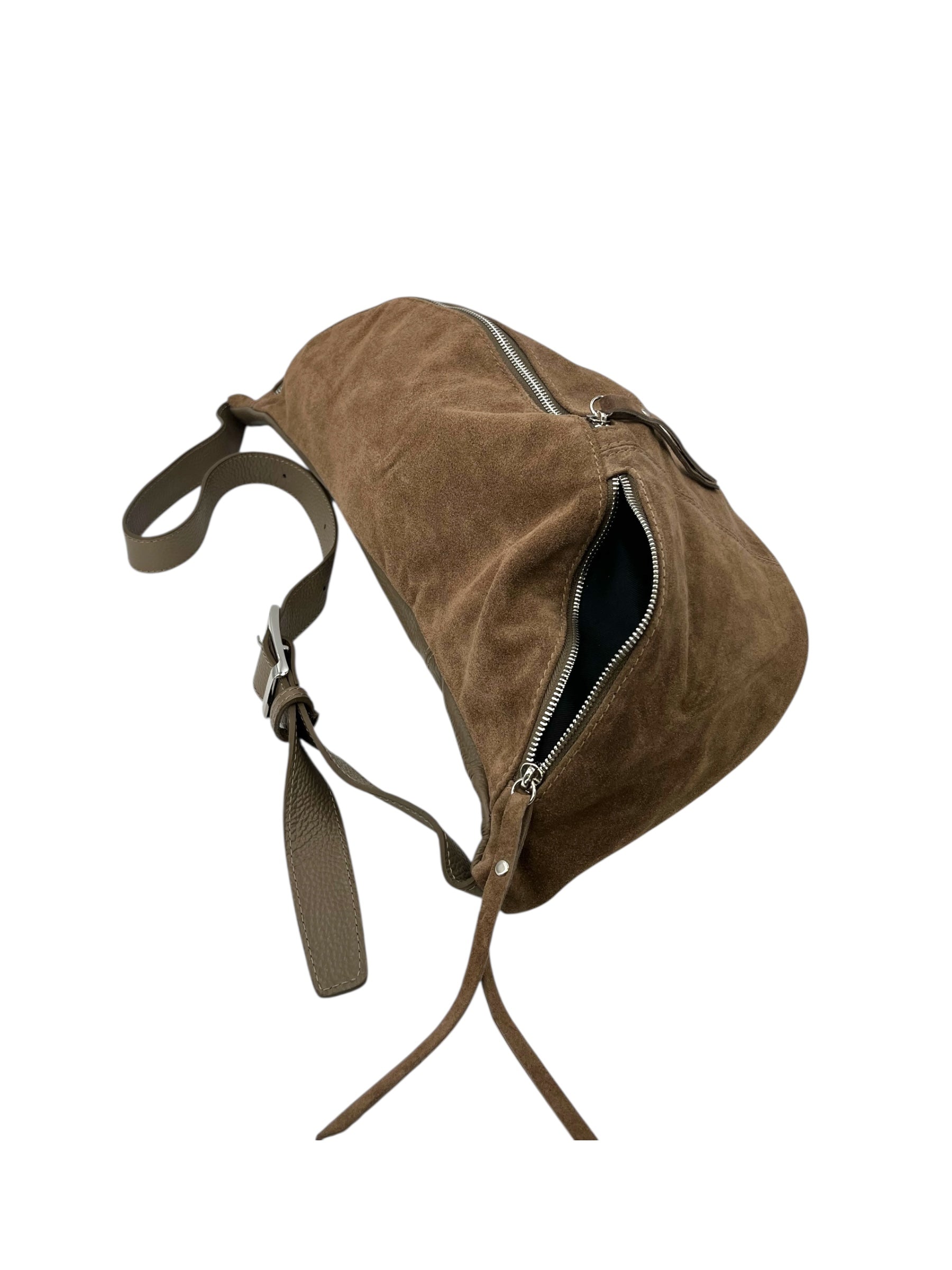 Anais – Women's bum bag in genuine suede with adjustable shoulder strap and proportionate interior