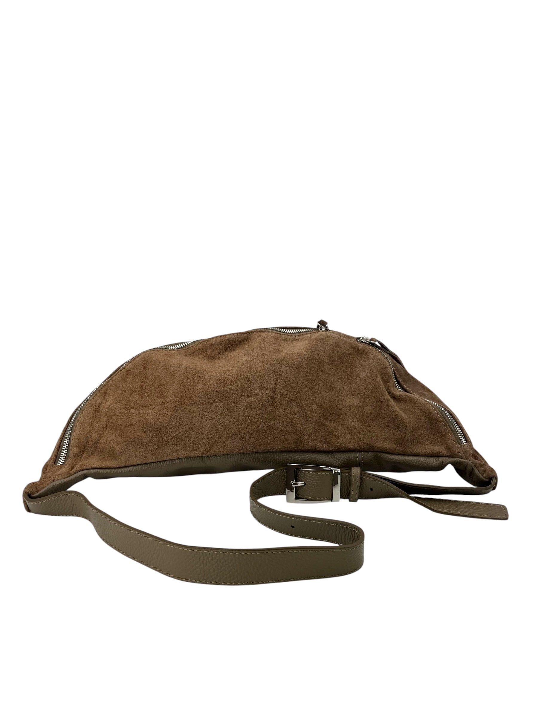 Anais – Women's bum bag in genuine suede with adjustable shoulder strap and proportionate interior