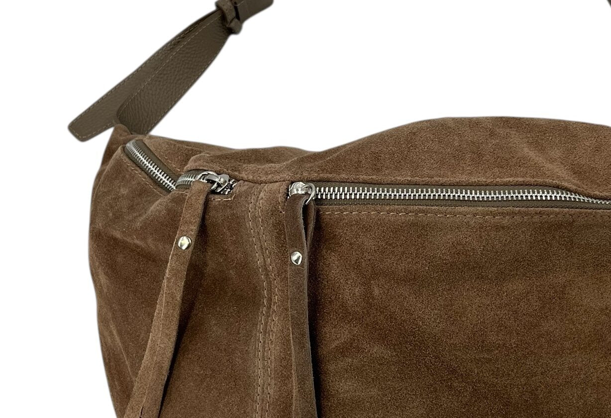 Anais – Women's bum bag in genuine suede with adjustable shoulder strap and proportionate interior