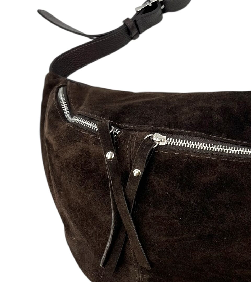 Anais – Women's bum bag in genuine suede with adjustable shoulder strap and proportionate interior