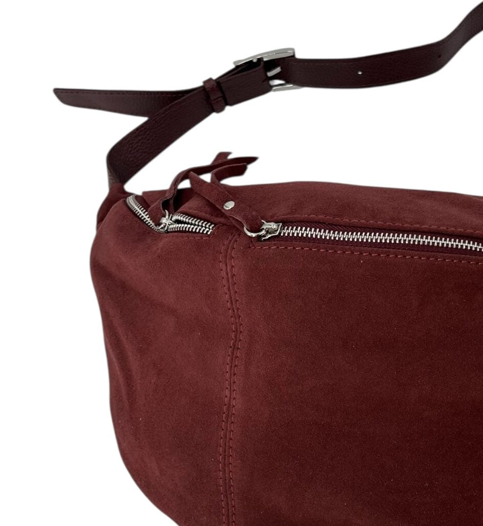 Anais – Women's bum bag in genuine suede with adjustable shoulder strap and proportionate interior