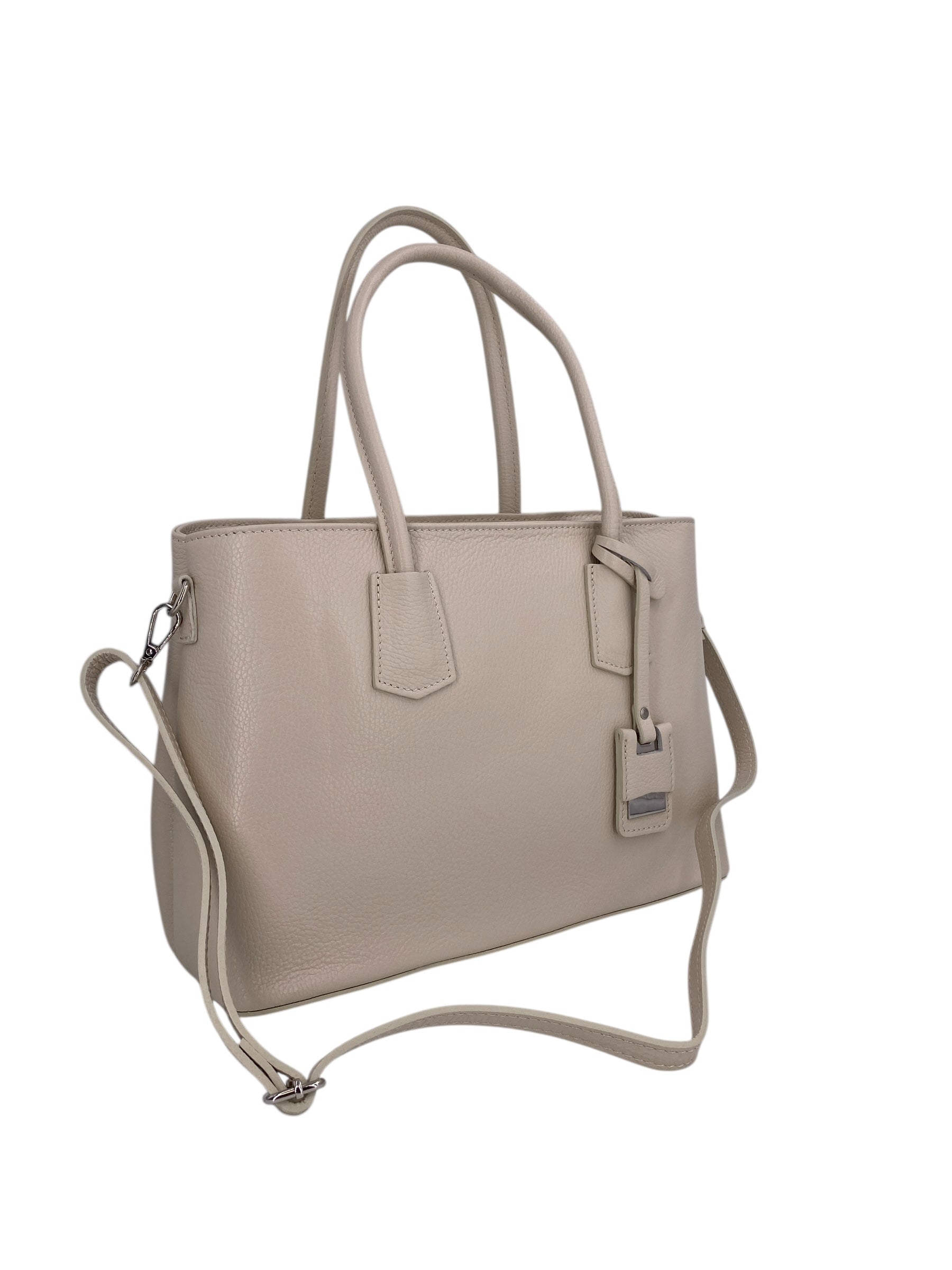 Sarah – Damenhandtasche, Schultertasche und Crossbody Bag aus echtem italienischen Leder mit doppelt verstärkten Griffen