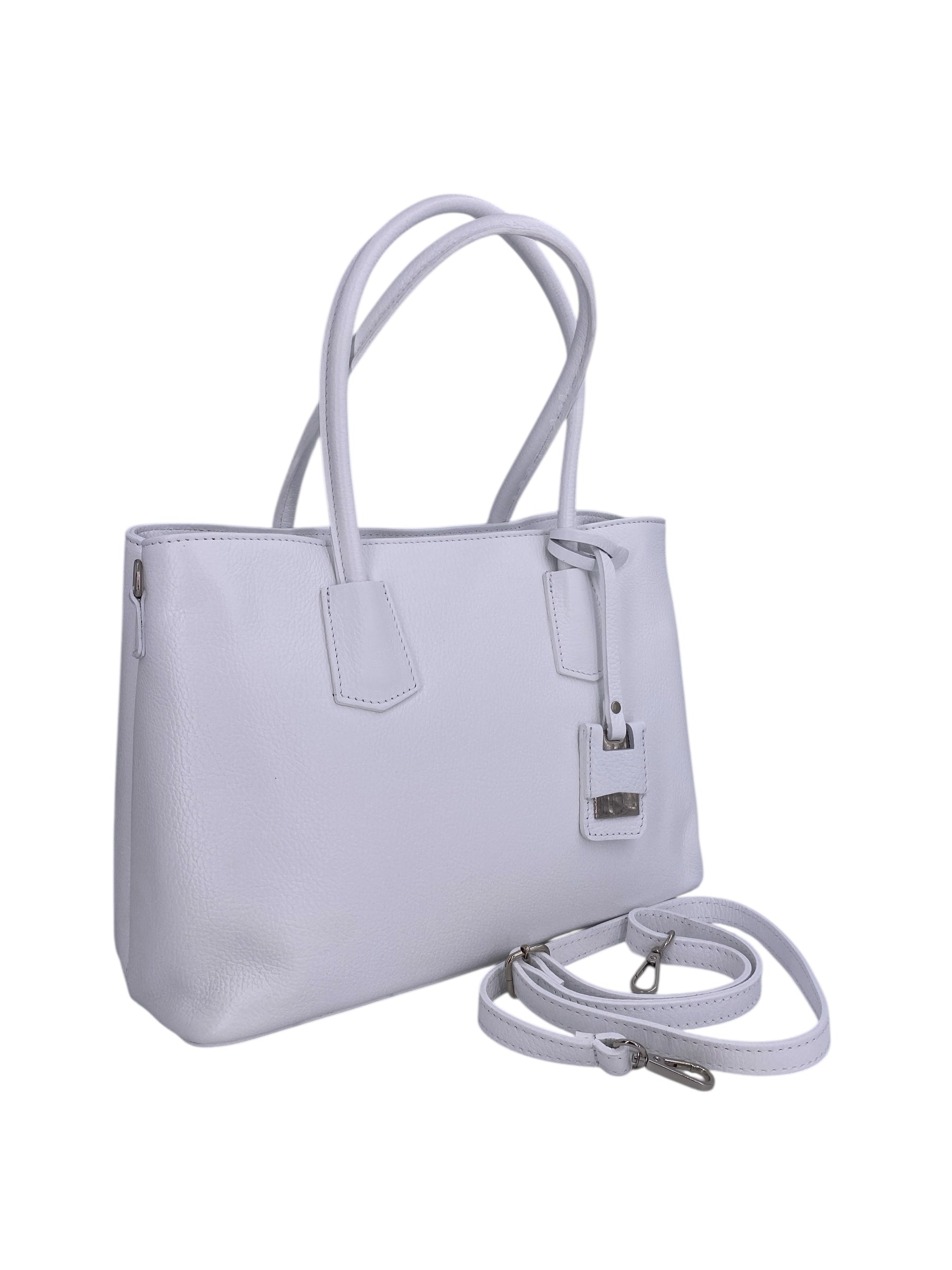 Sarah – Damenhandtasche, Schultertasche und Crossbody Bag aus echtem italienischen Leder mit doppelt verstärkten Griffen