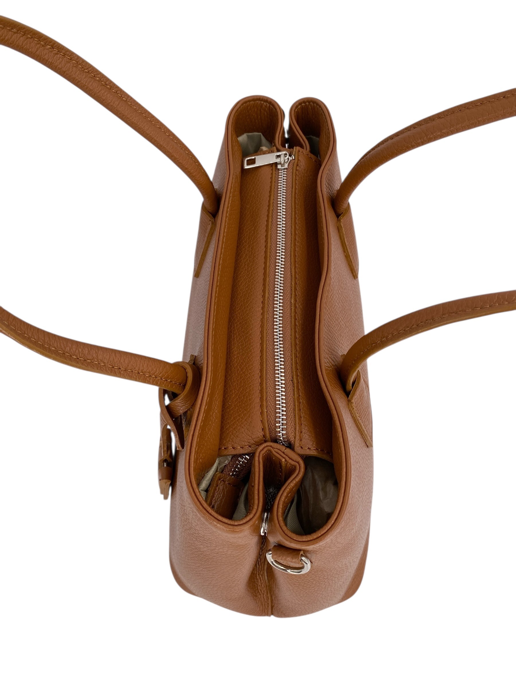 Sarah – Damenhandtasche, Schultertasche und Crossbody Bag aus echtem italienischen Leder mit doppelt verstärkten Griffen