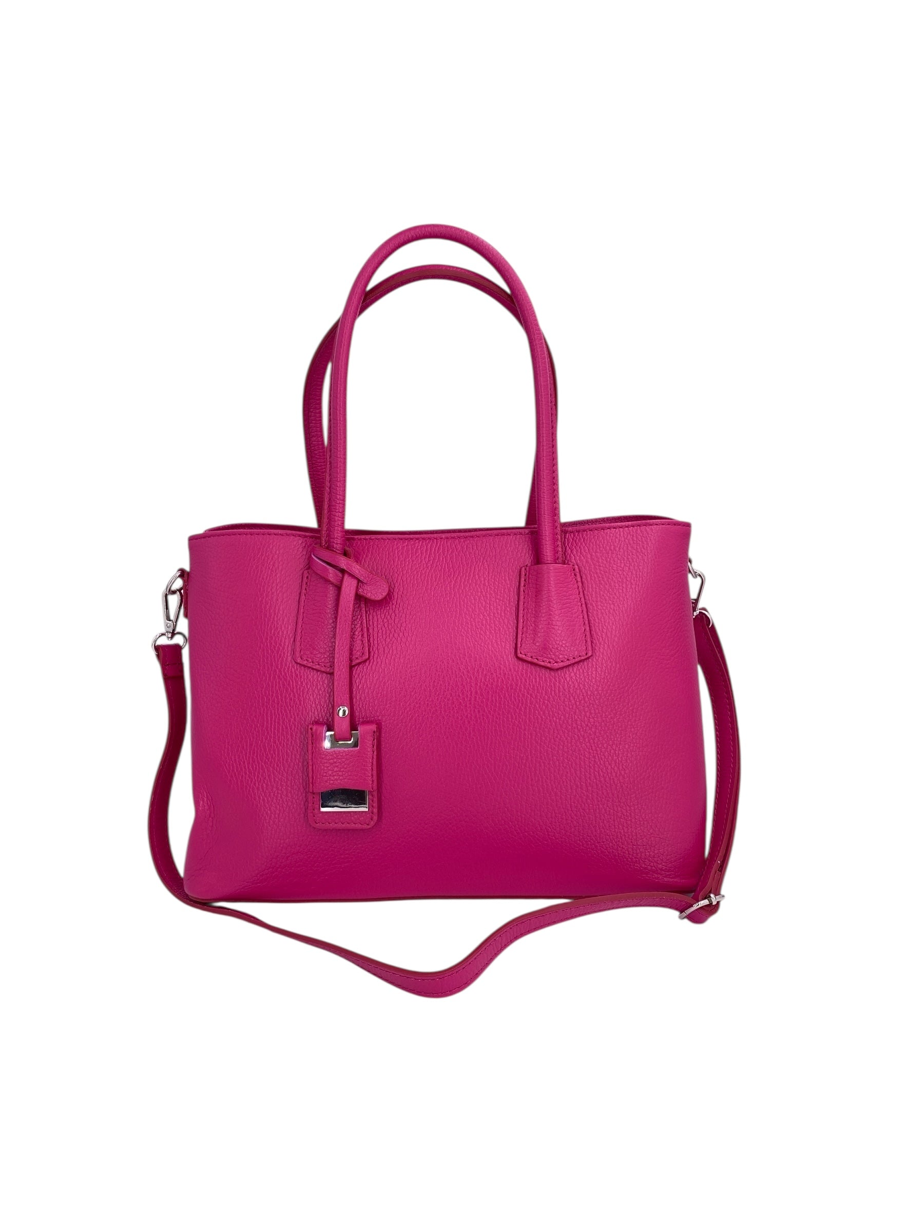 Sarah – Damenhandtasche, Schultertasche und Crossbody Bag aus echtem italienischen Leder mit doppelt verstärkten Griffen