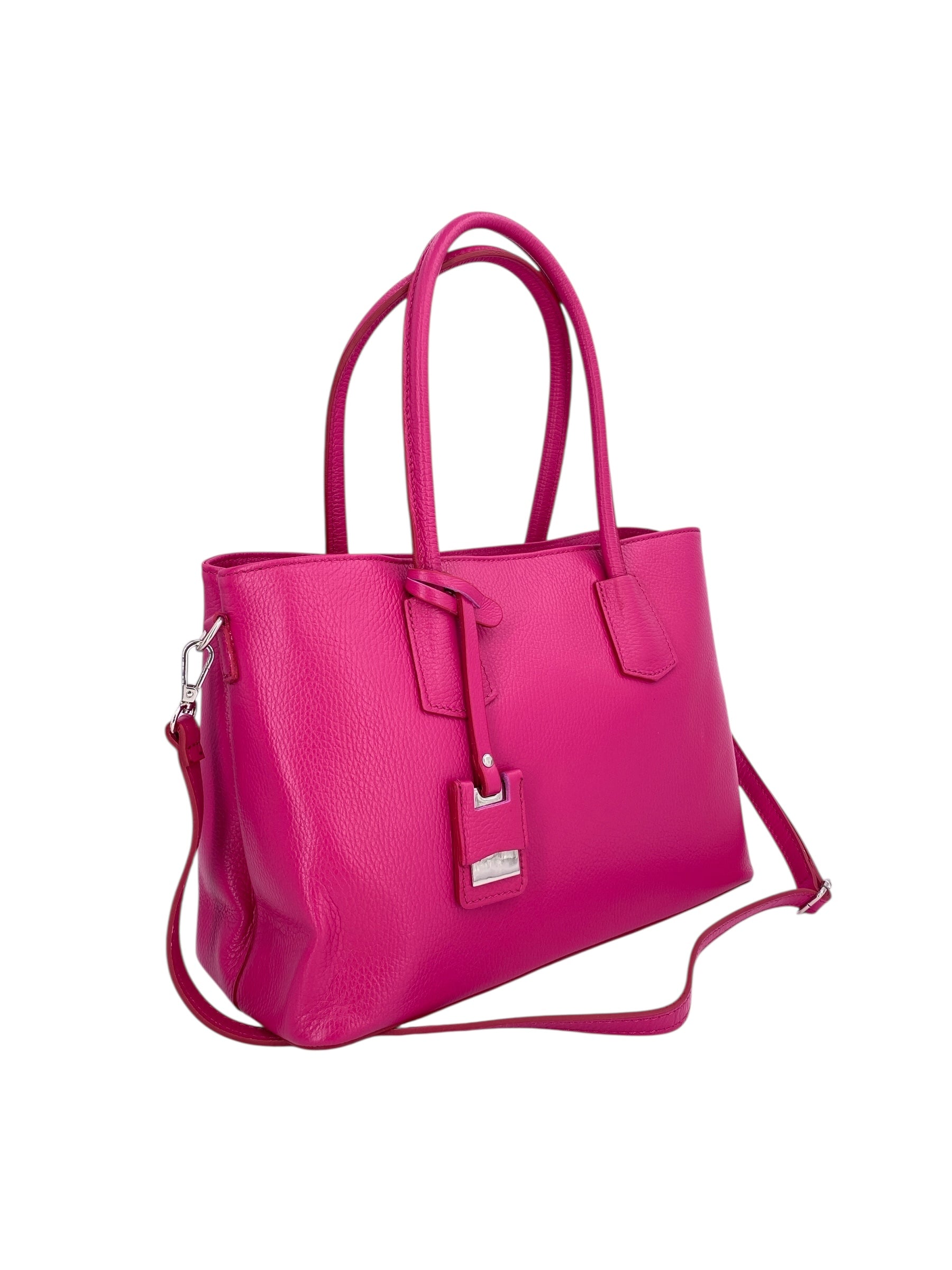 Sarah – Damenhandtasche, Schultertasche und Crossbody Bag aus echtem italienischen Leder mit doppelt verstärkten Griffen