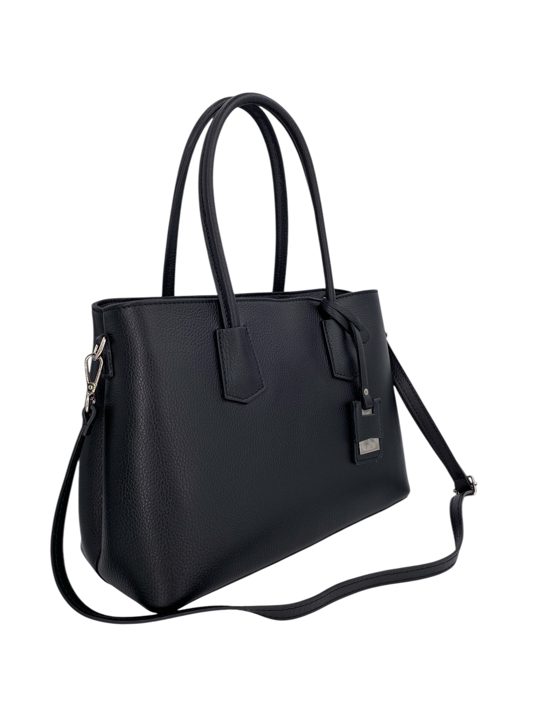 Sarah – Damenhandtasche, Schultertasche und Crossbody Bag aus echtem italienischen Leder mit doppelt verstärkten Griffen