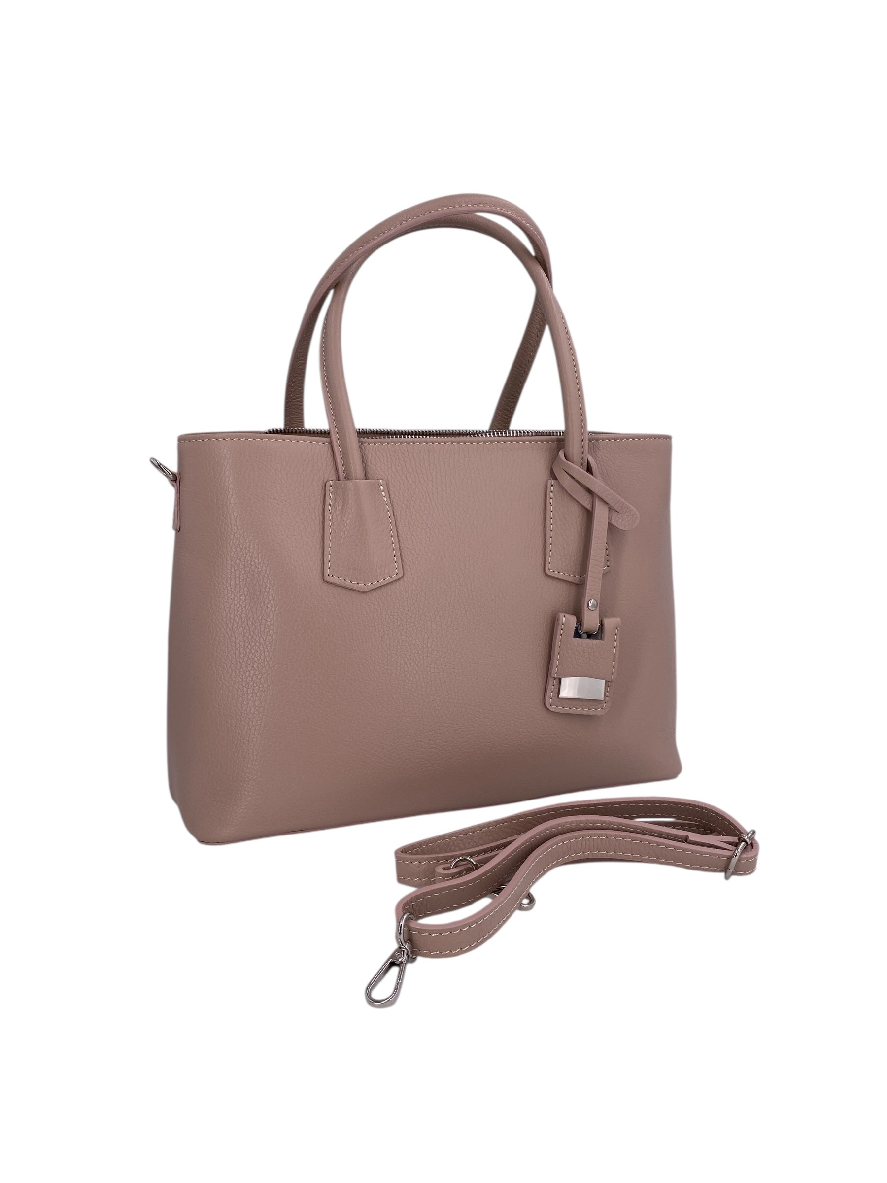 Sarah – Damenhandtasche, Schultertasche und Crossbody Bag aus echtem italienischen Leder mit doppelt verstärkten Griffen