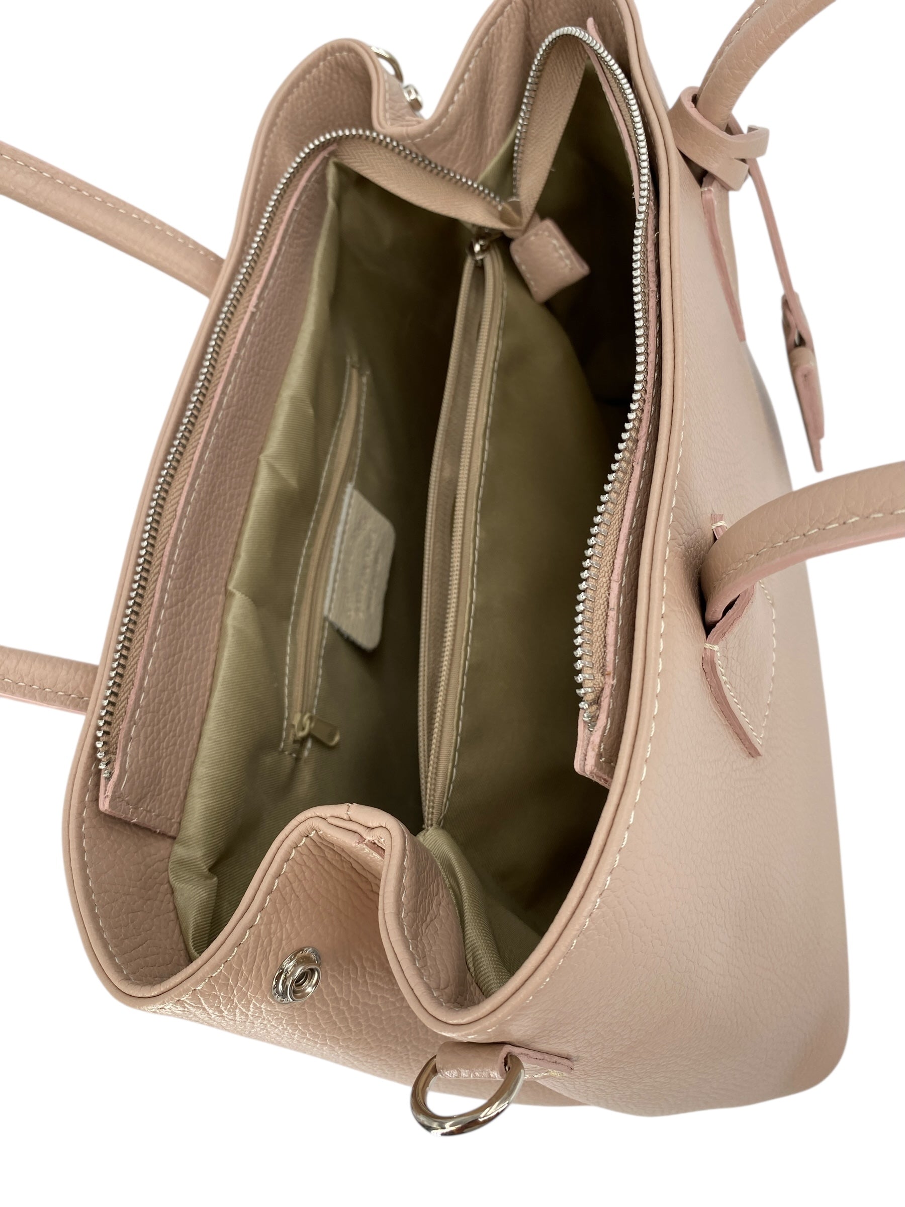 Sarah – Damenhandtasche, Schultertasche und Crossbody Bag aus echtem italienischen Leder mit doppelt verstärkten Griffen