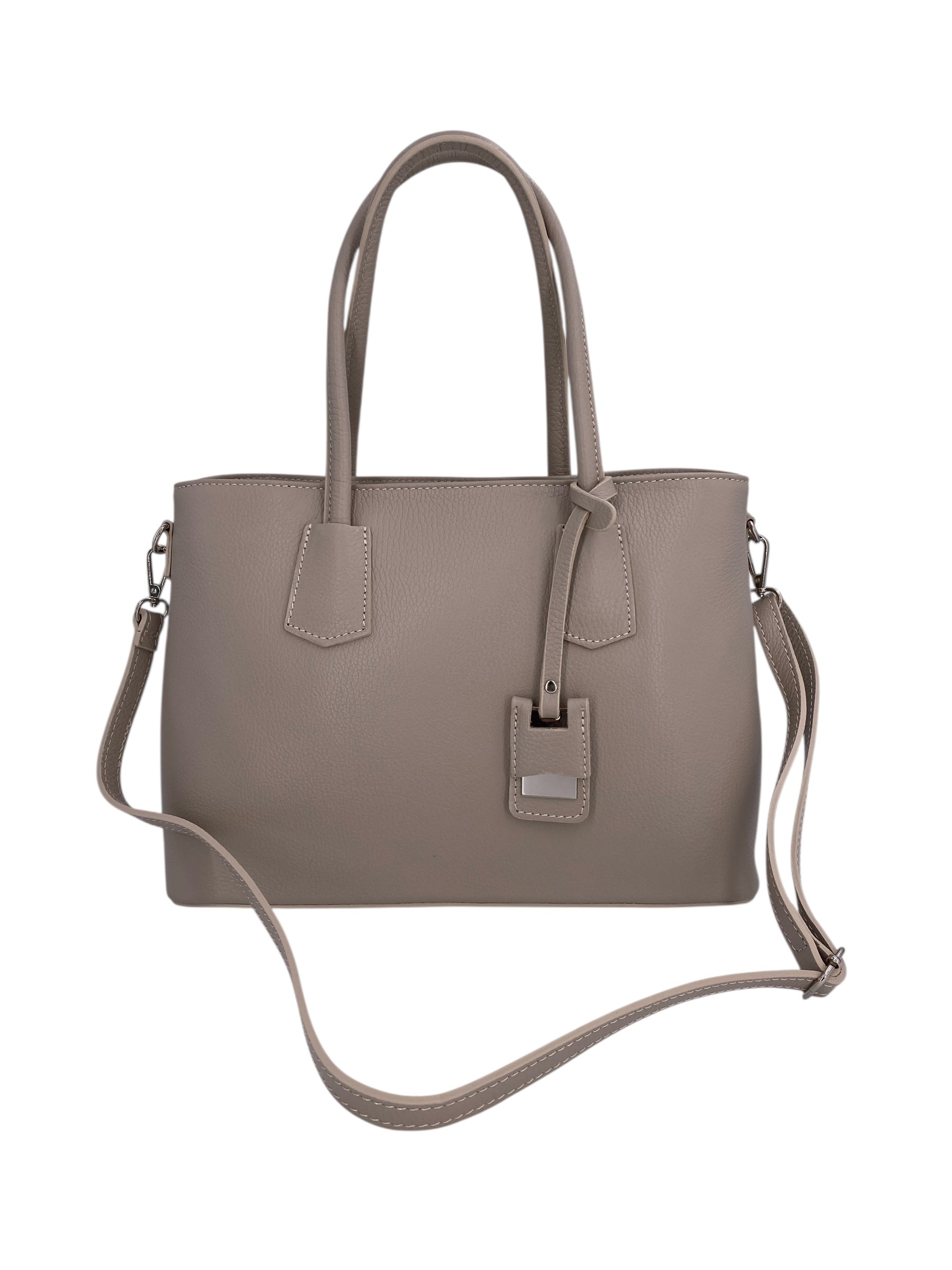 Sarah – Damenhandtasche, Schultertasche und Crossbody Bag aus echtem italienischen Leder mit doppelt verstärkten Griffen