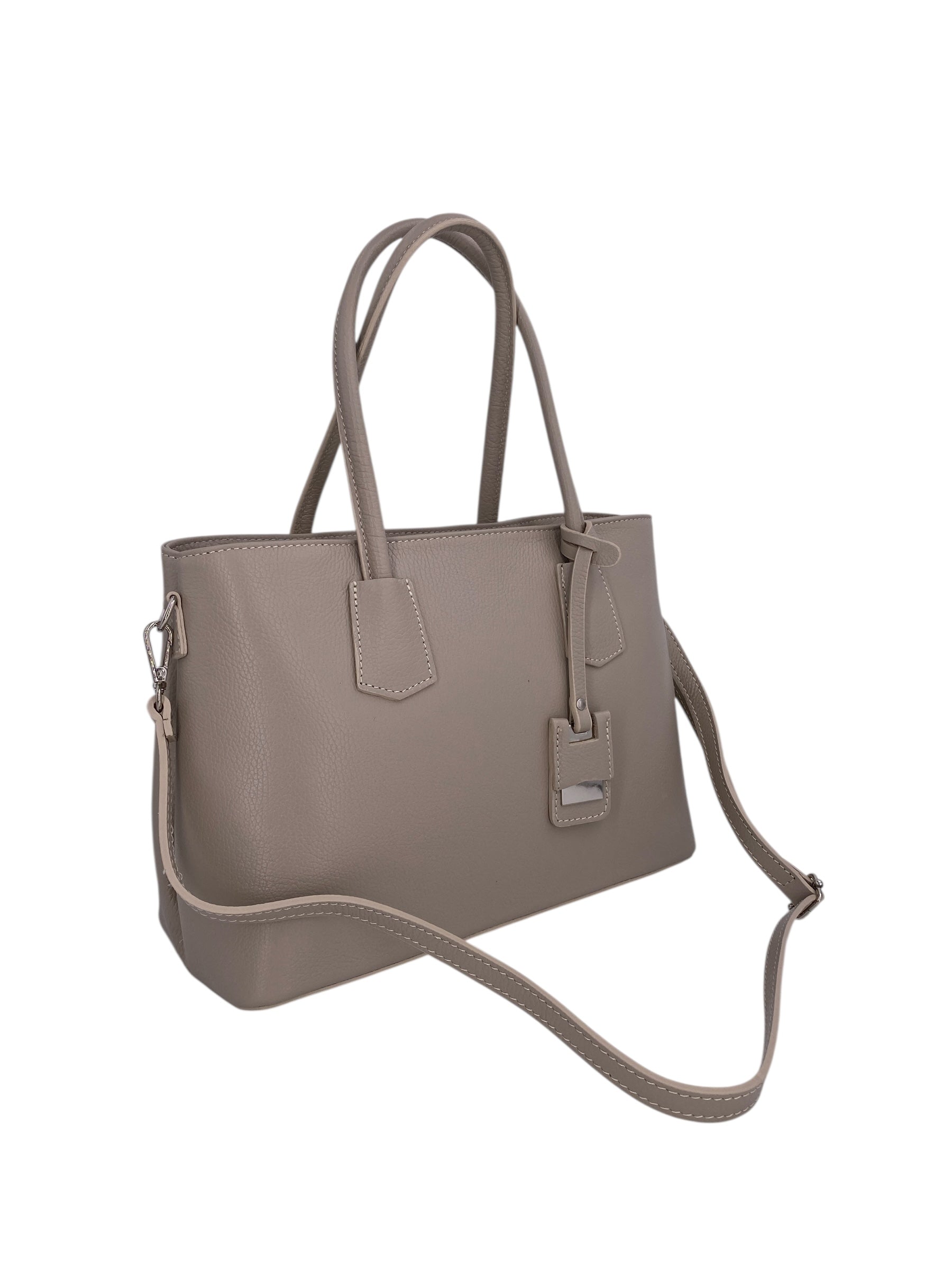 Sarah – Damenhandtasche, Schultertasche und Crossbody Bag aus echtem italienischen Leder mit doppelt verstärkten Griffen