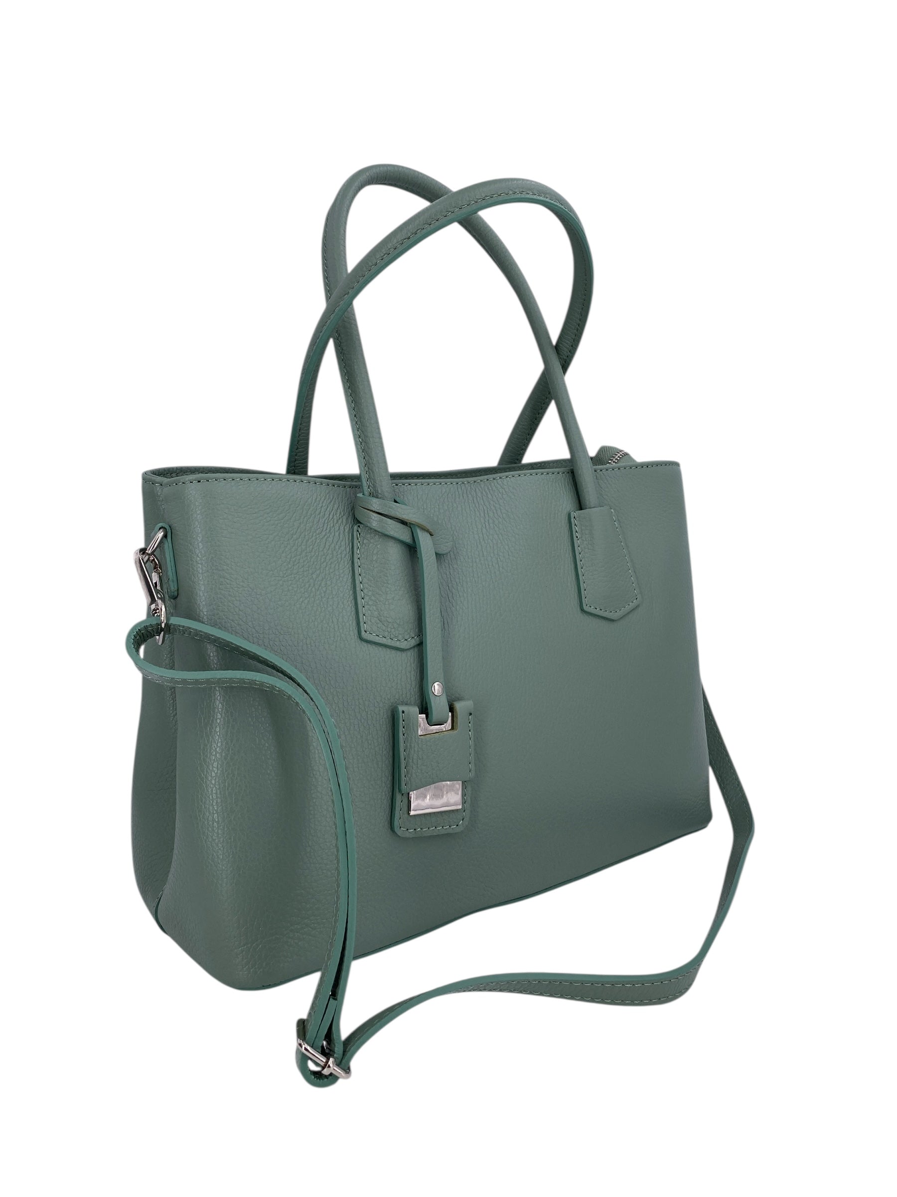 Sarah – Damenhandtasche, Schultertasche und Crossbody Bag aus echtem italienischen Leder mit doppelt verstärkten Griffen