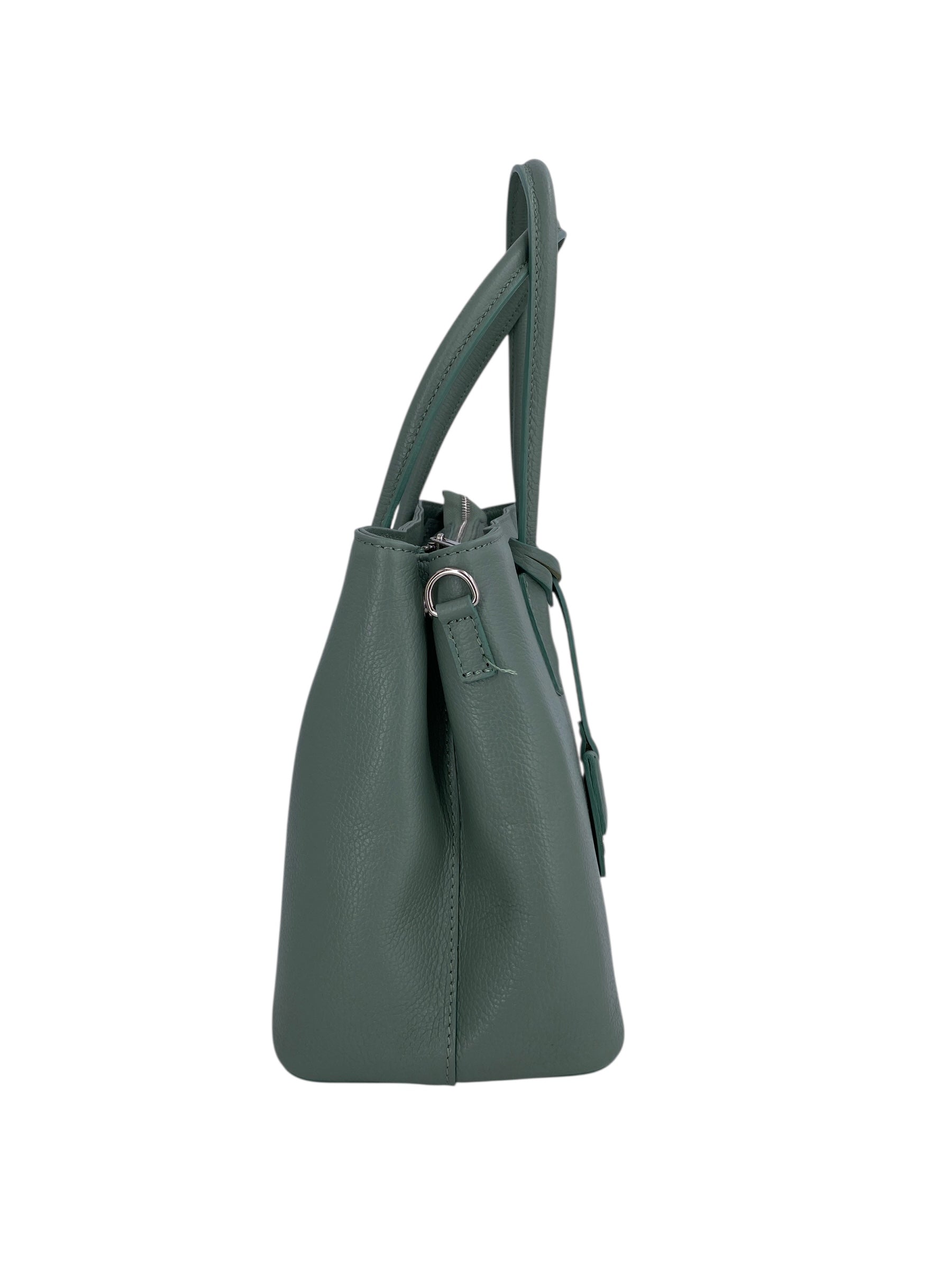 Sarah – Damenhandtasche, Schultertasche und Crossbody Bag aus echtem italienischen Leder mit doppelt verstärkten Griffen
