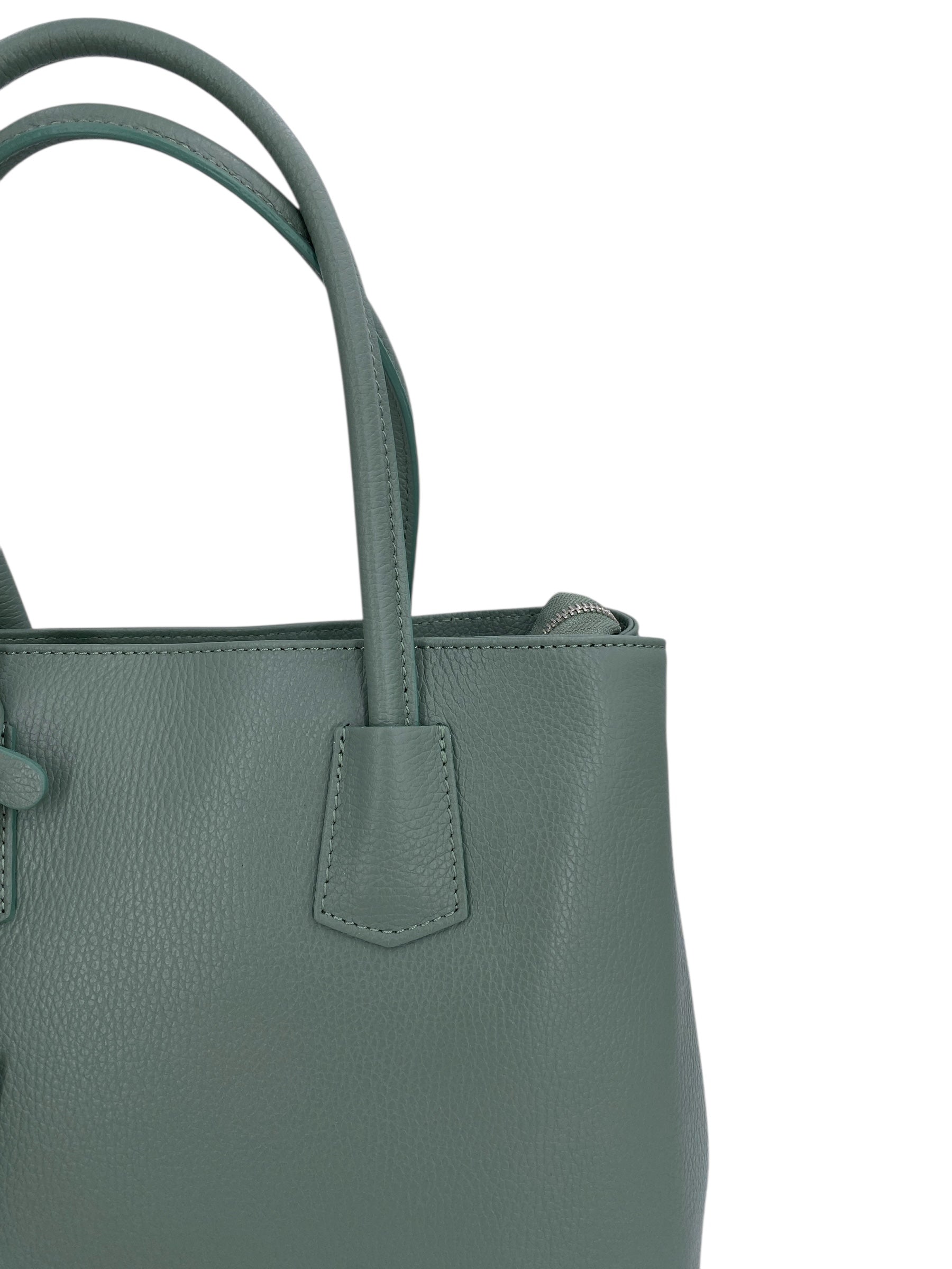 Sarah – Damenhandtasche, Schultertasche und Crossbody Bag aus echtem italienischen Leder mit doppelt verstärkten Griffen