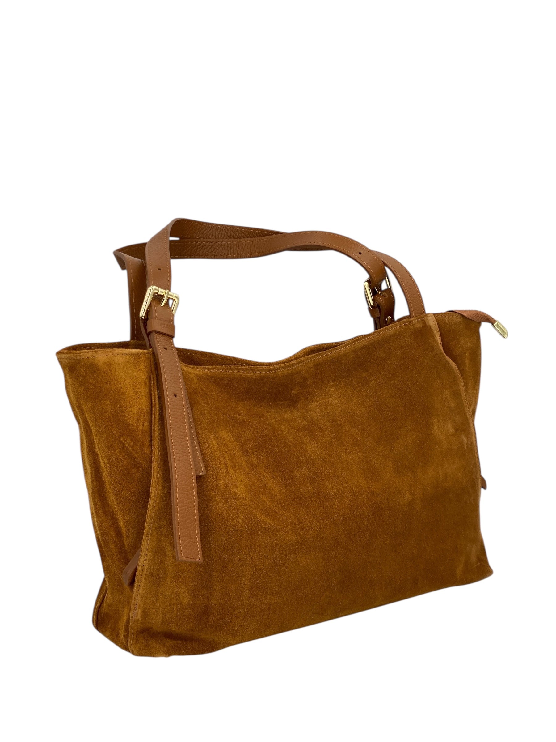 Camille – Women's handbag and shoulder bag in Italian leather and suede with adjustable handles and reinforced stitching