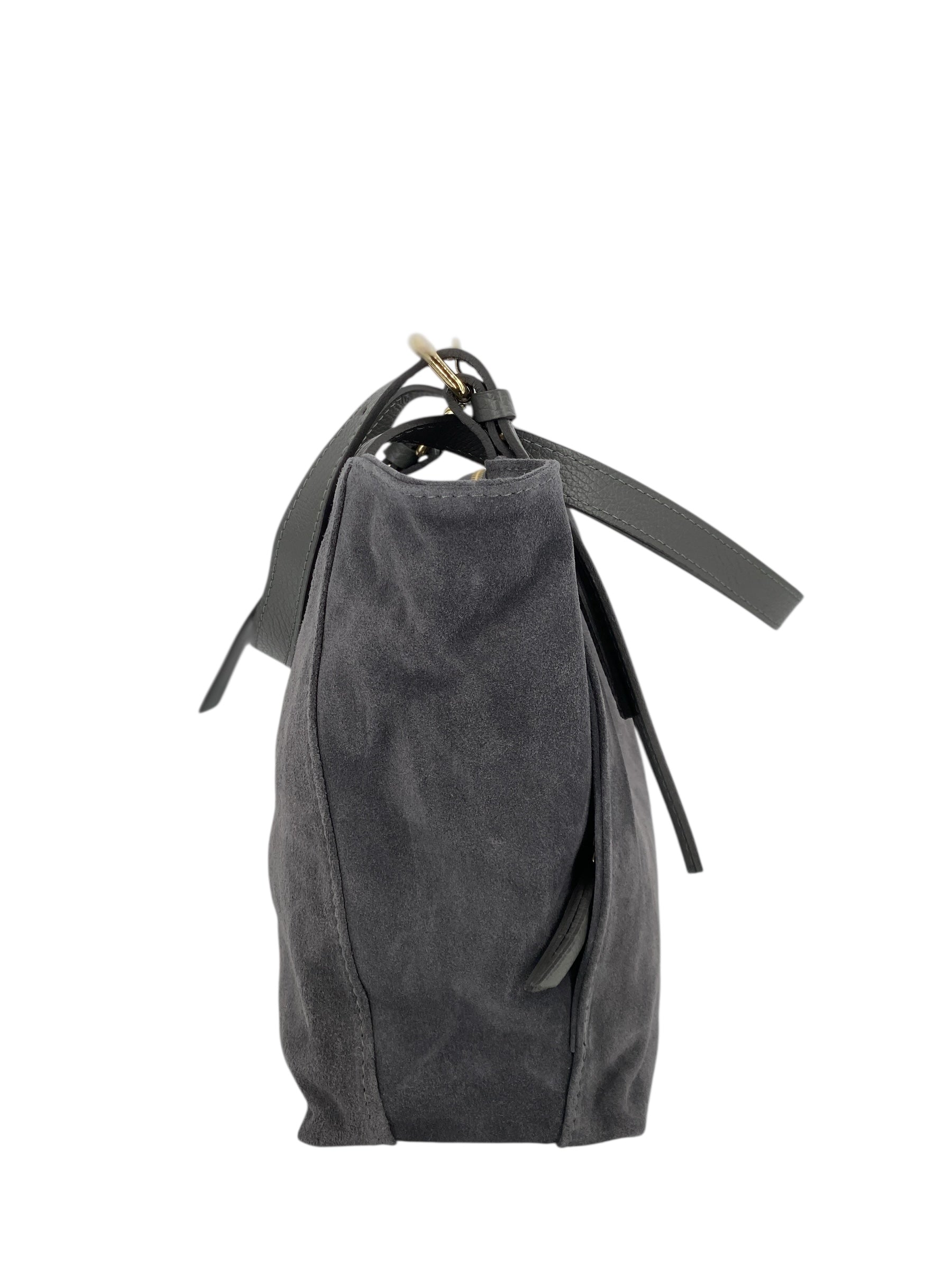 Camille – Women's handbag and shoulder bag in Italian leather and suede with adjustable handles and reinforced stitching