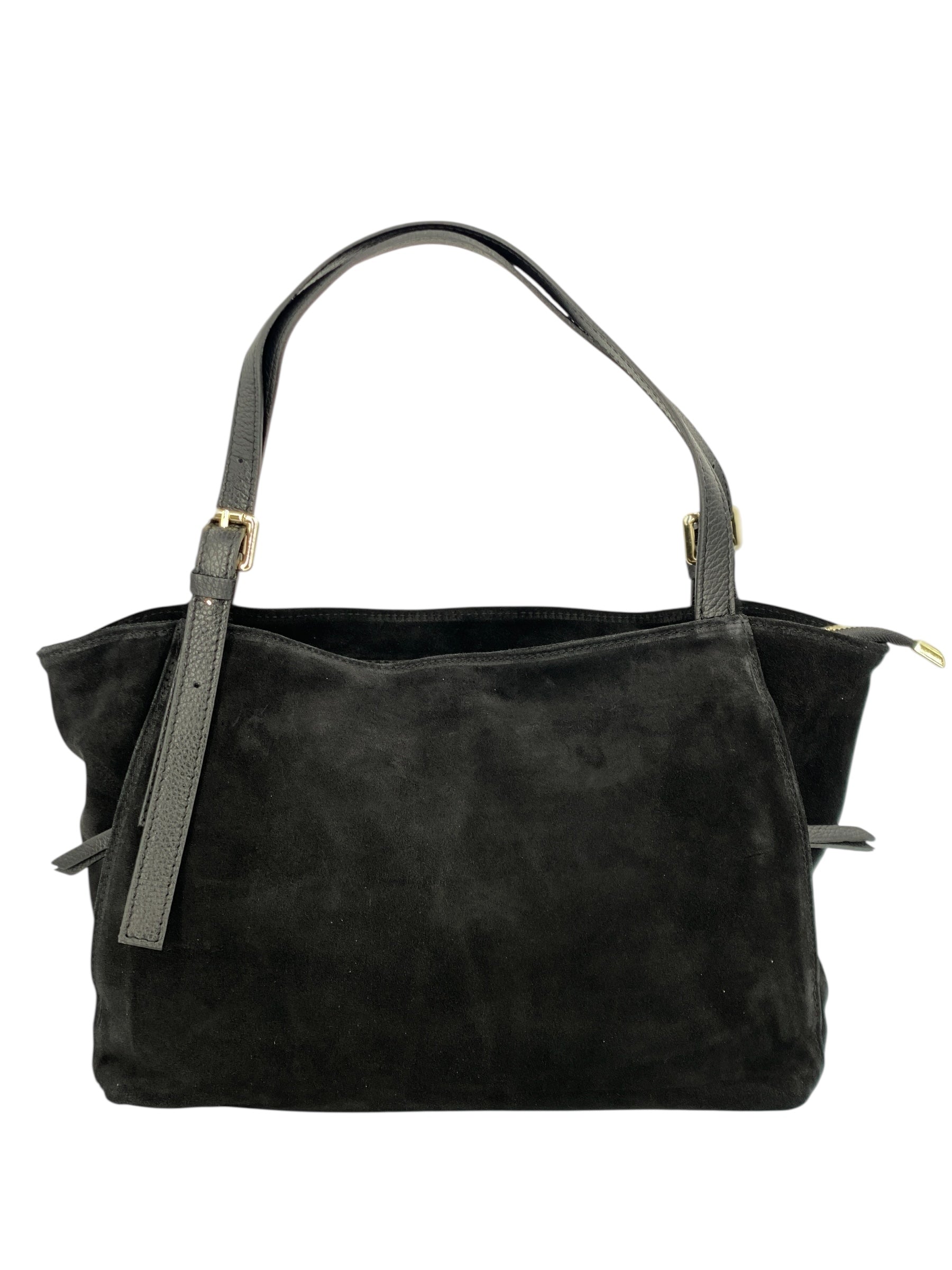 Camille – Women's handbag and shoulder bag in Italian leather and suede with adjustable handles and reinforced stitching
