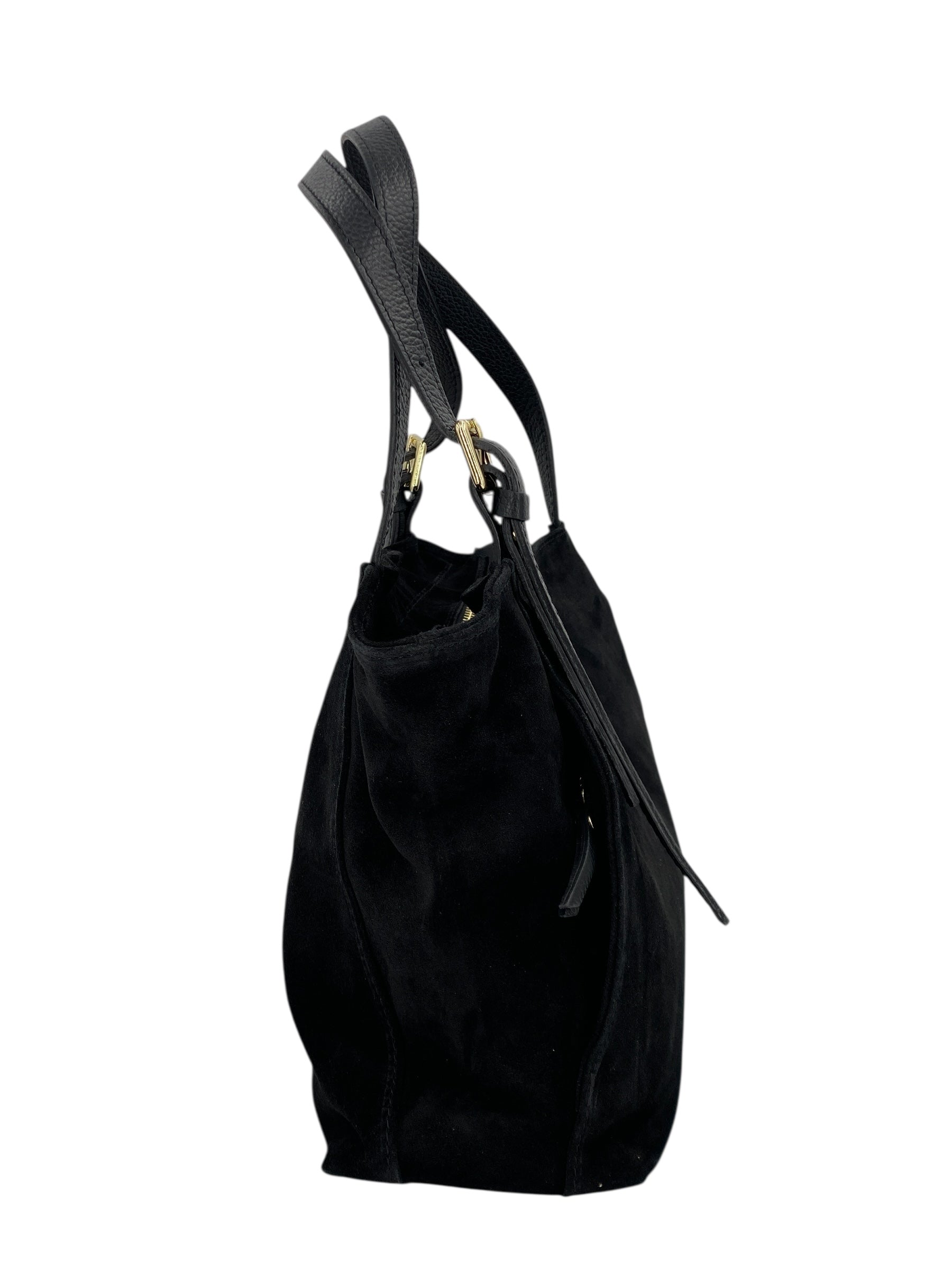 Camille – Women's handbag and shoulder bag in Italian leather and suede with adjustable handles and reinforced stitching