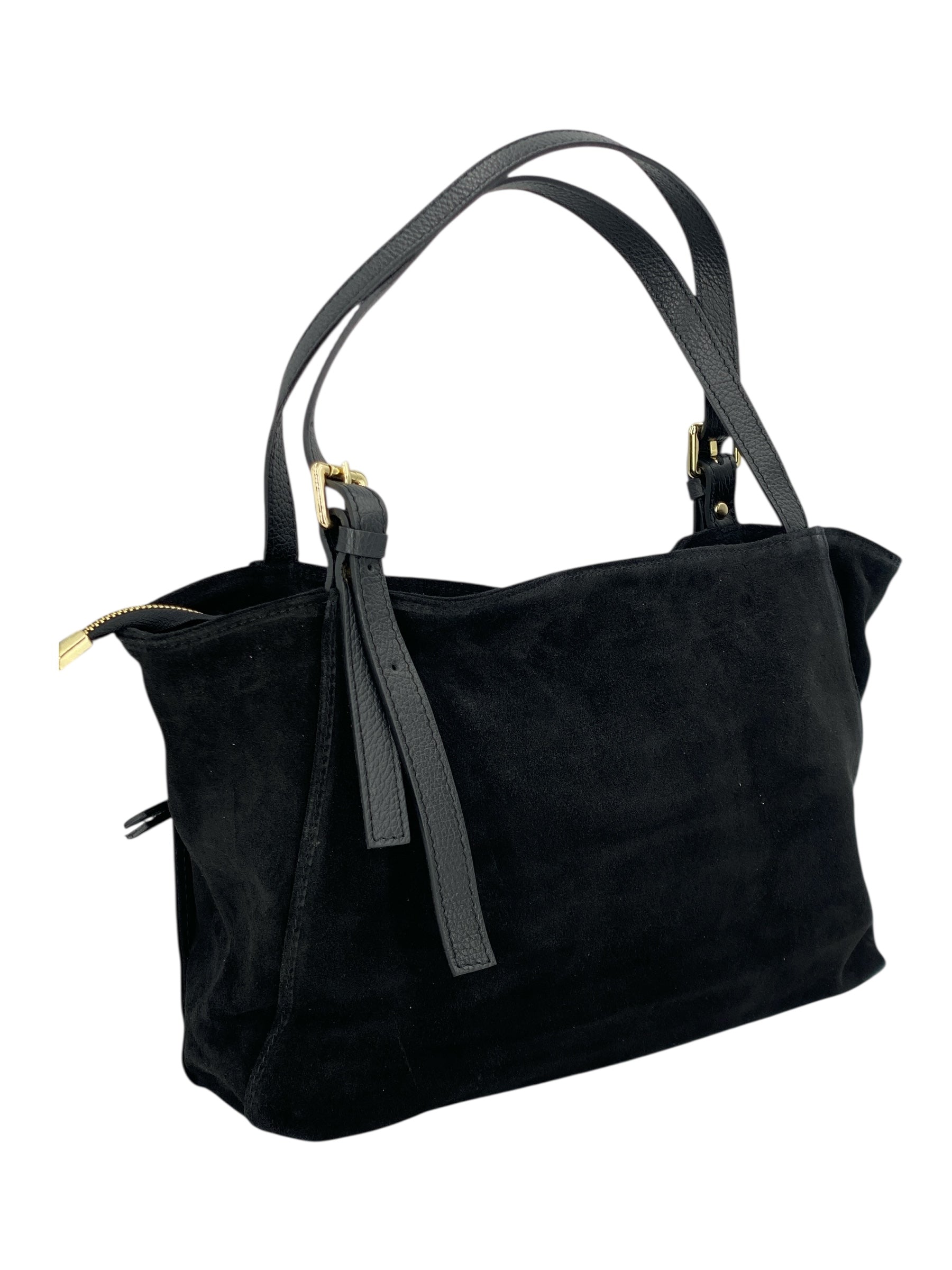 Camille – Women's handbag and shoulder bag in Italian leather and suede with adjustable handles and reinforced stitching