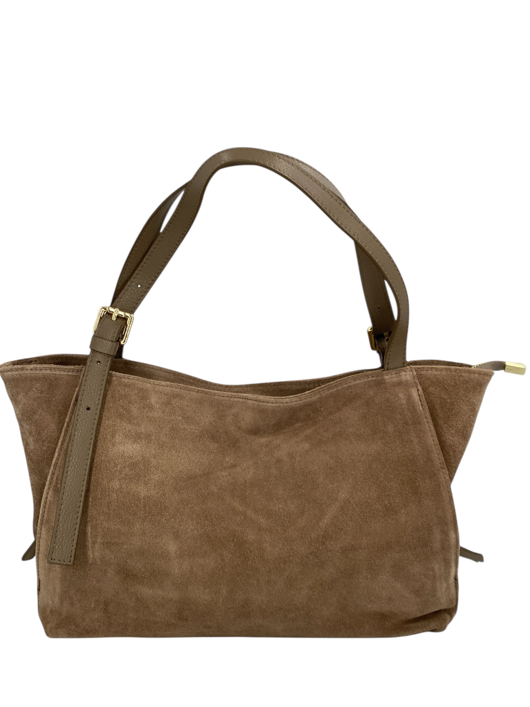 Camille – Women's handbag and shoulder bag in Italian leather and suede with adjustable handles and reinforced stitching