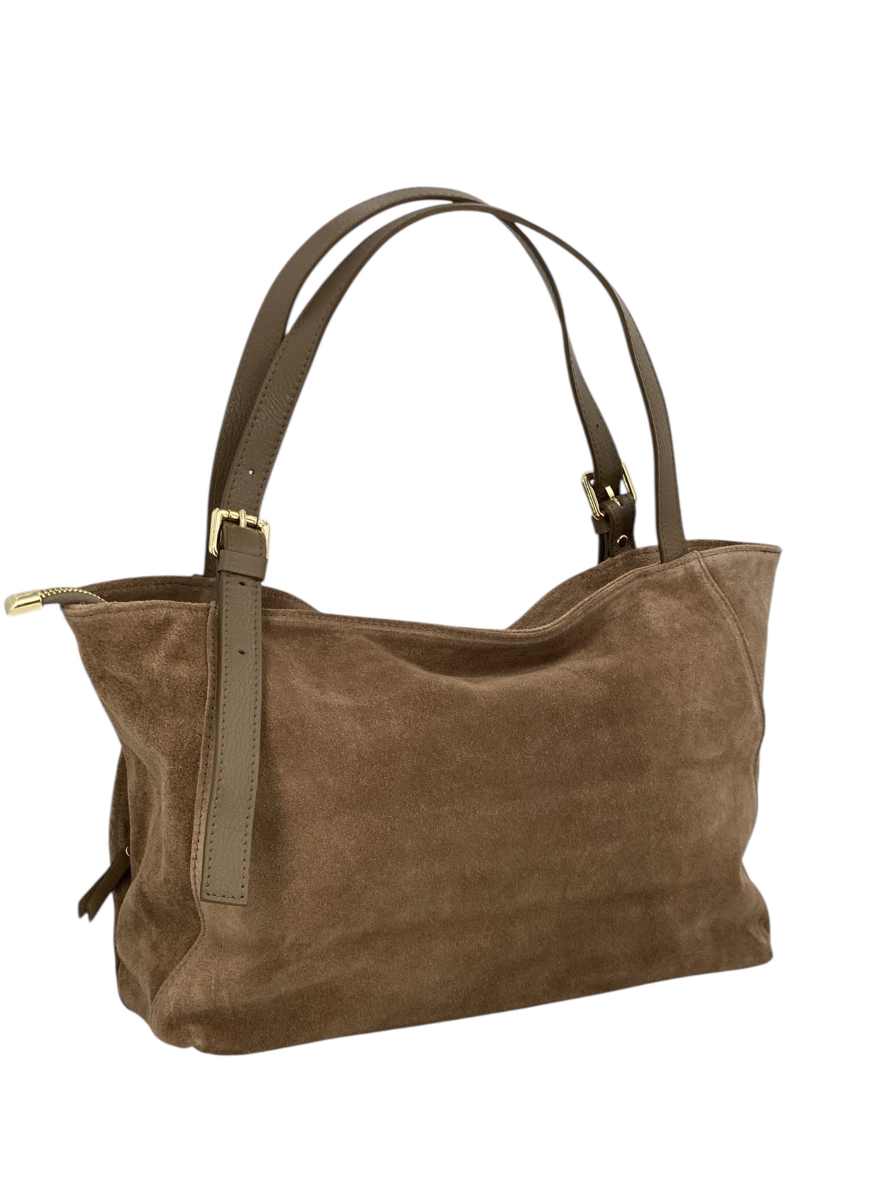 Camille – Women's handbag and shoulder bag in Italian leather and suede with adjustable handles and reinforced stitching
