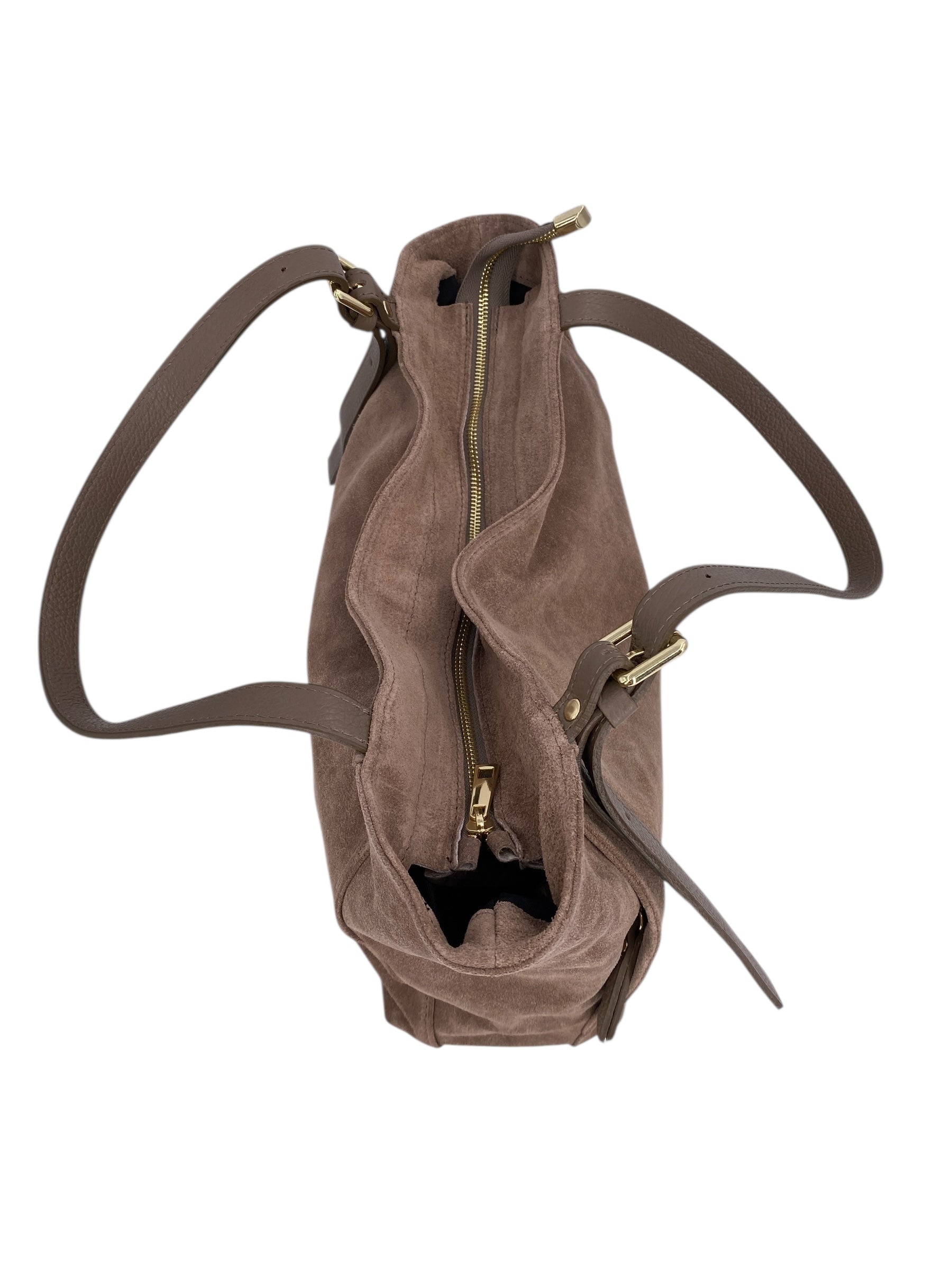 Camille – Women's handbag and shoulder bag in Italian leather and suede with adjustable handles and reinforced stitching