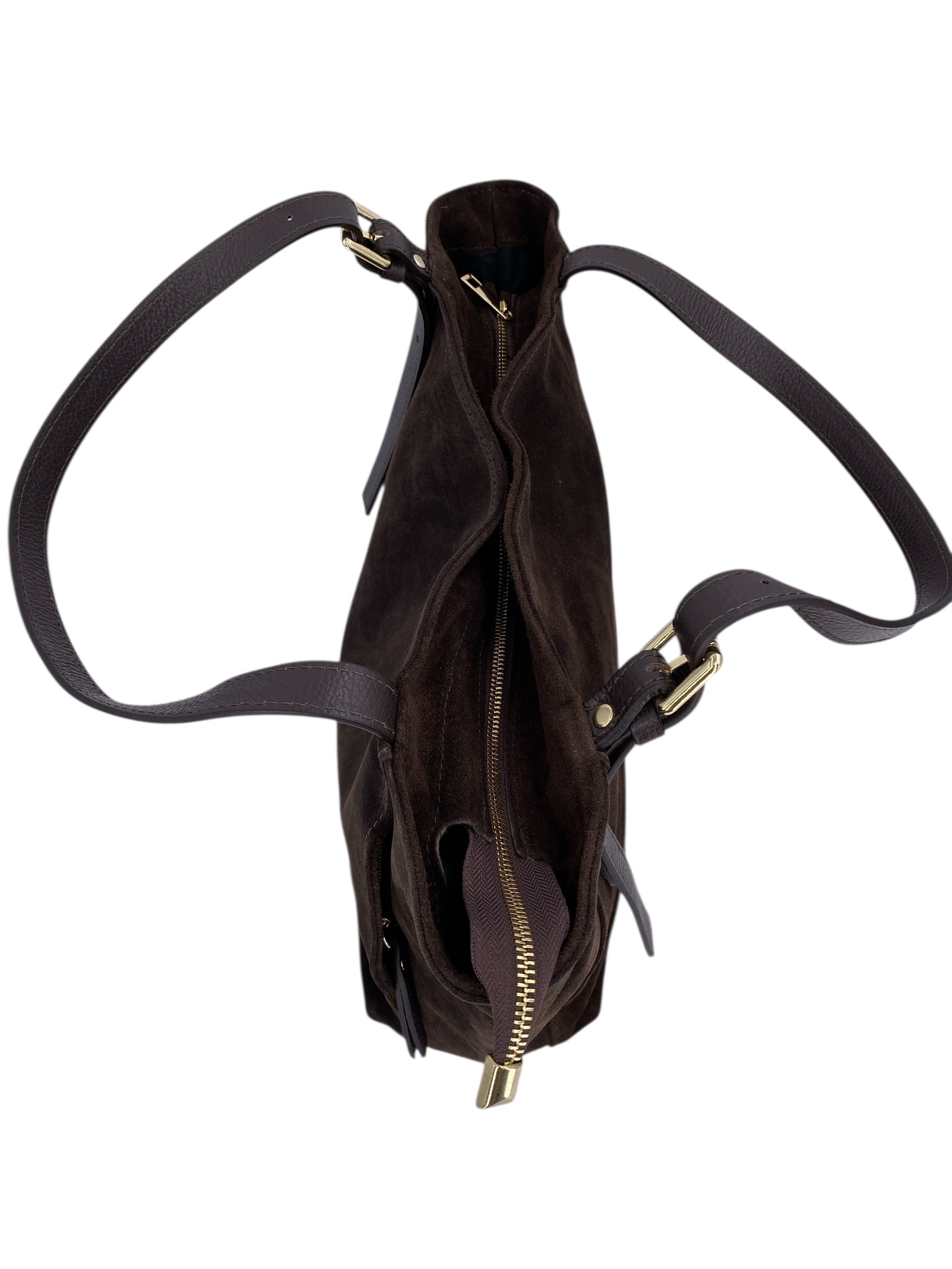 Camille – Women's handbag and shoulder bag in Italian leather and suede with adjustable handles and reinforced stitching