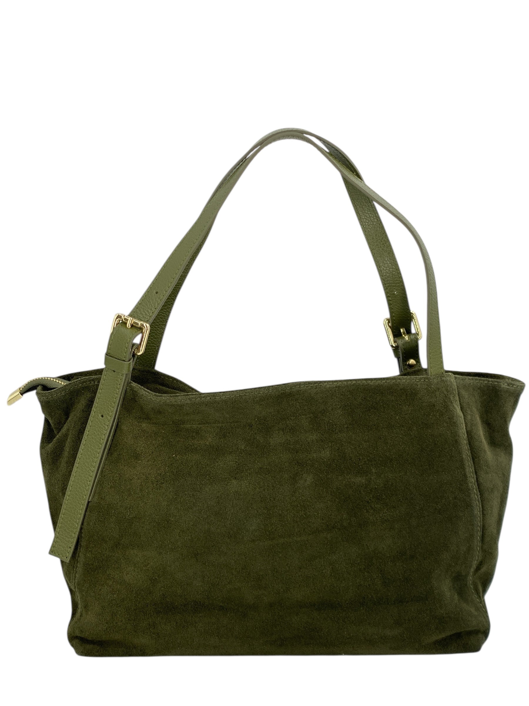 Camille – Women's handbag and shoulder bag in Italian leather and suede with adjustable handles and reinforced stitching