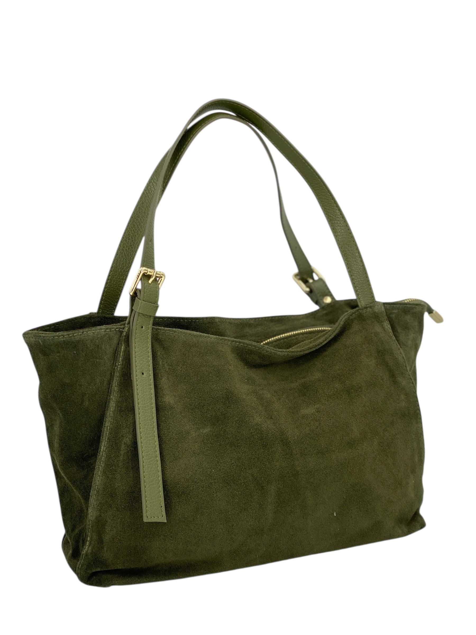 Camille – Women's handbag and shoulder bag in Italian leather and suede with adjustable handles and reinforced stitching
