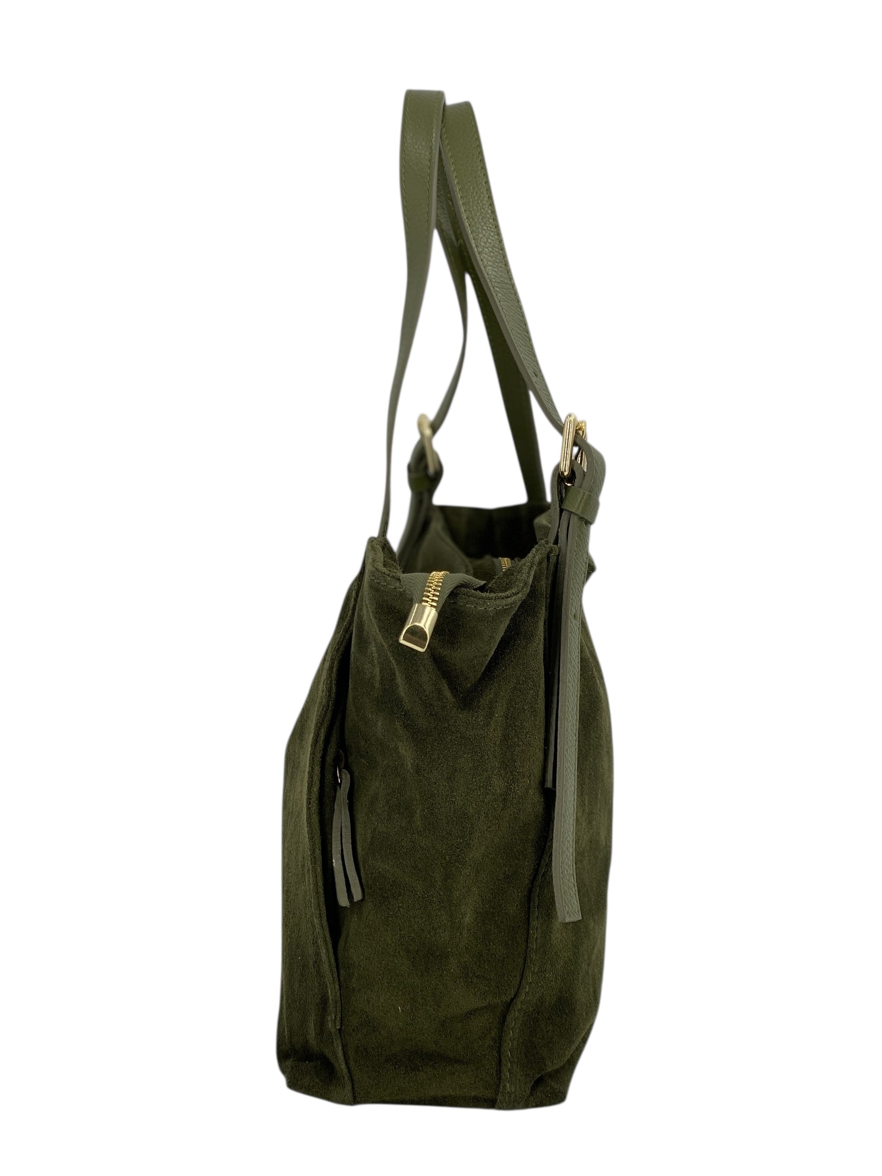 Camille – Women's handbag and shoulder bag in Italian leather and suede with adjustable handles and reinforced stitching