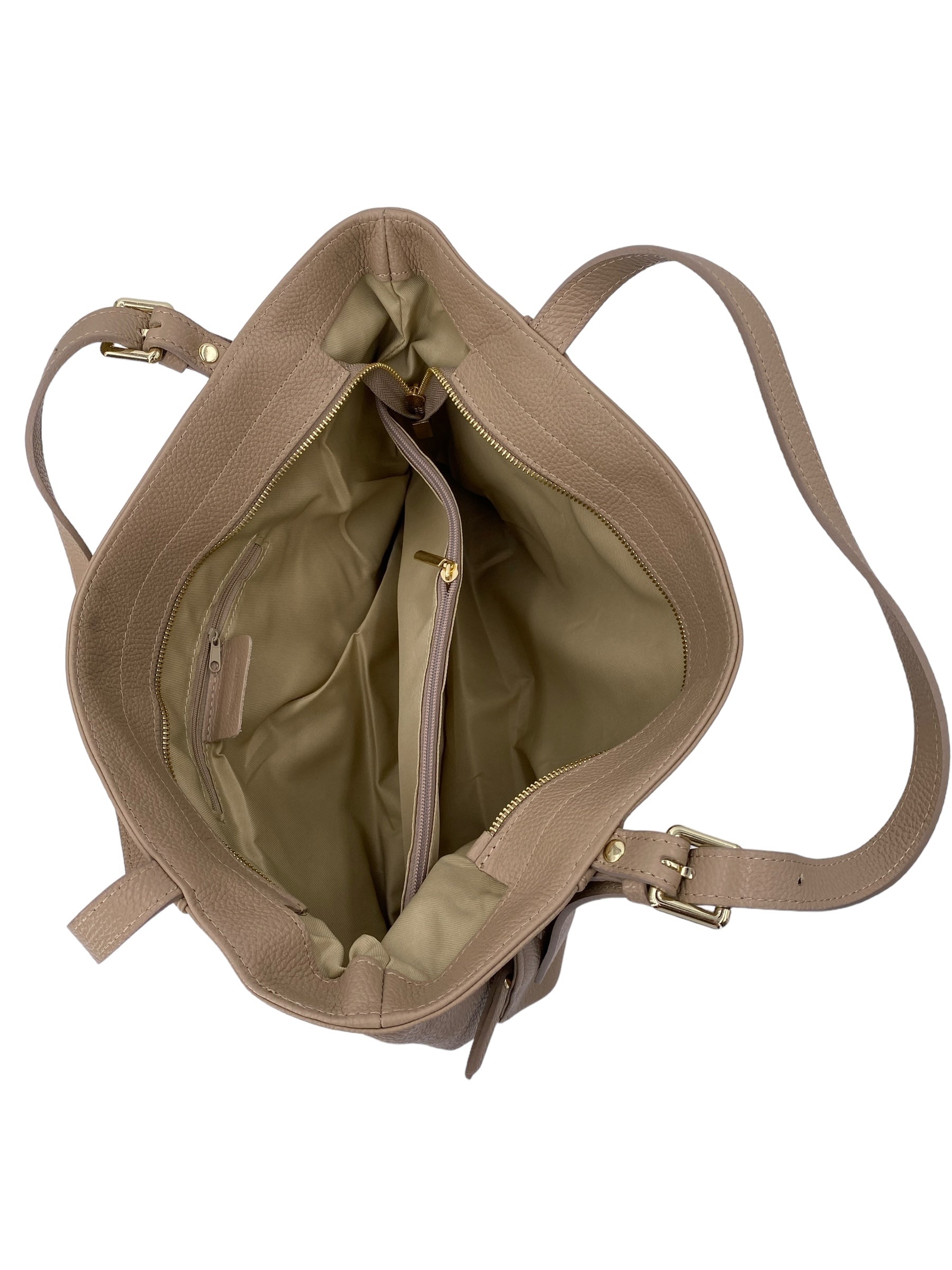 Camille – Women's handbag and shoulder bag in Italian leather and suede with adjustable handles and reinforced stitching
