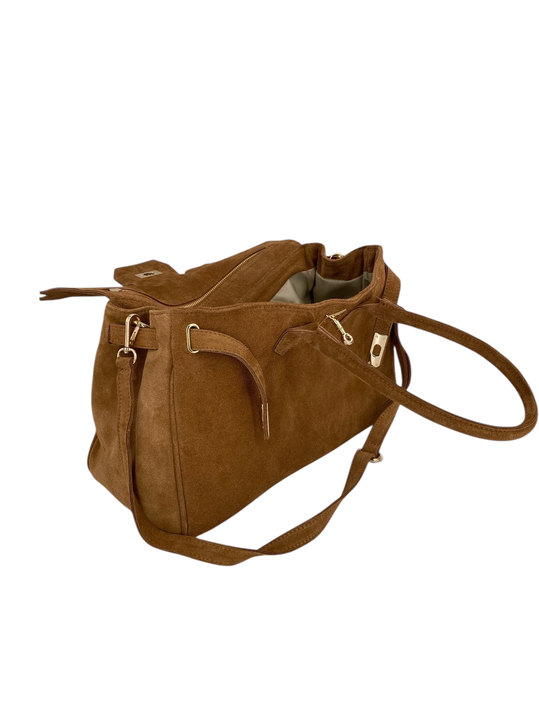 Juliette – Damenhandtasche und Umhängetasche aus echtem italienischen Leder mit doppelt verstärkten Griffen und gefüttertem Innenraum