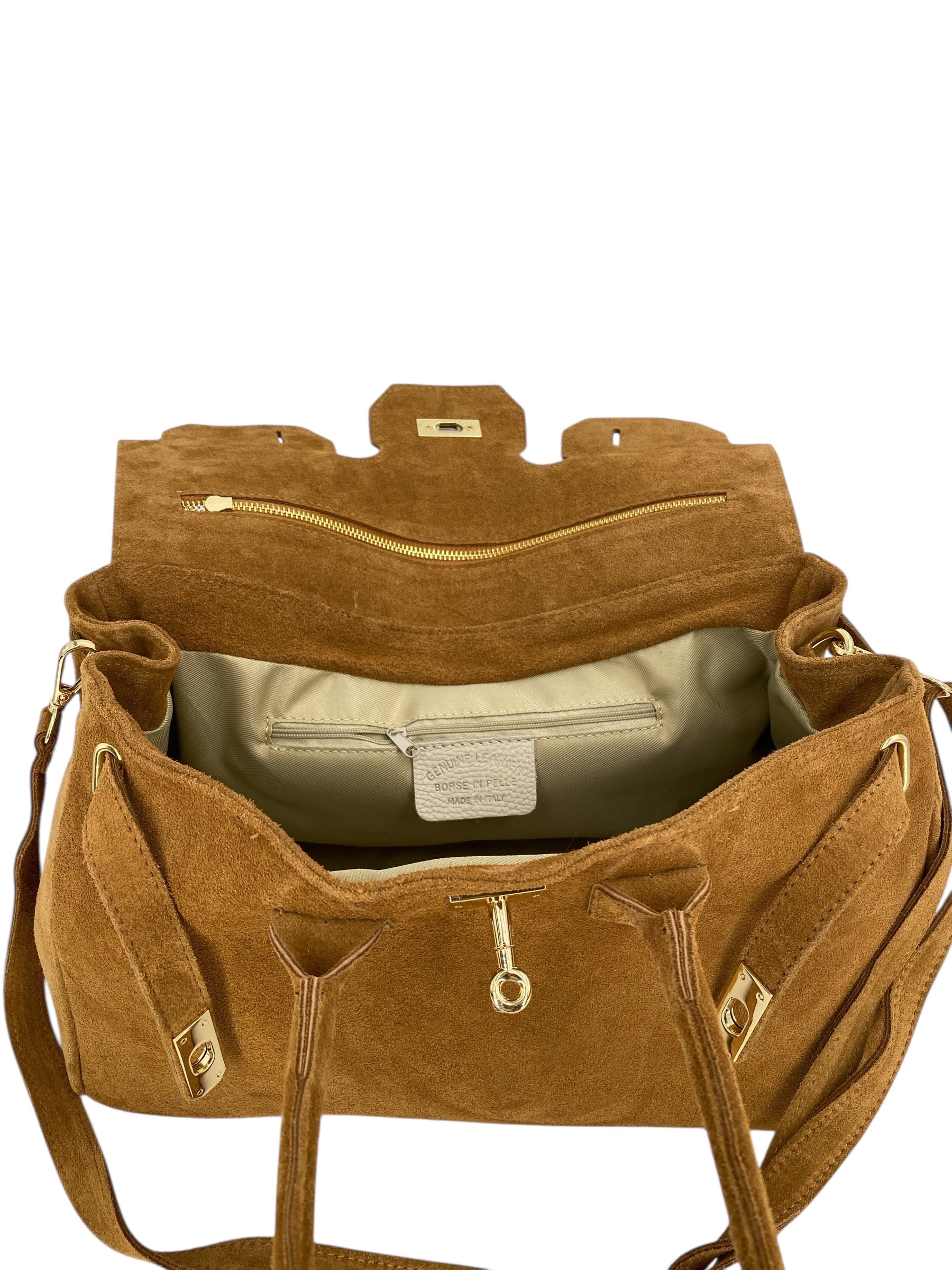 Juliette – Damenhandtasche und Umhängetasche aus echtem italienischen Leder mit doppelt verstärkten Griffen und gefüttertem Innenraum