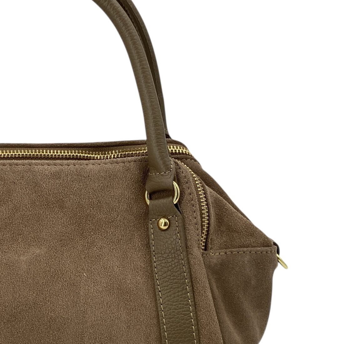 Mauricie – Damenhandtasche und Umhängetasche aus echtem italienischen Leder mit dreifachem Reißverschluss und 3 Fächern