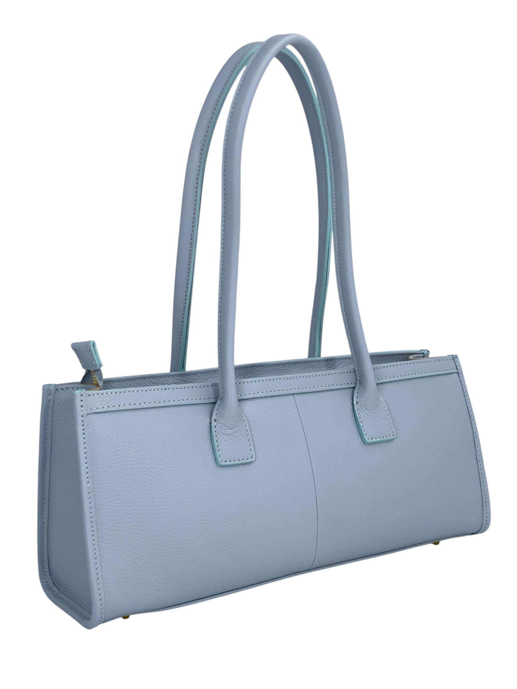 Ines – Women's handbag and shoulder bag in genuine Italian leather with long handles and lined interior