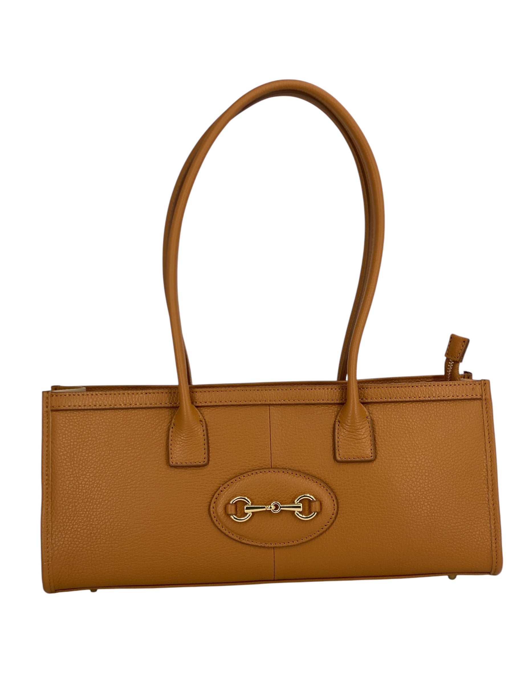Ines – Women's handbag and shoulder bag in genuine Italian leather with long handles and lined interior