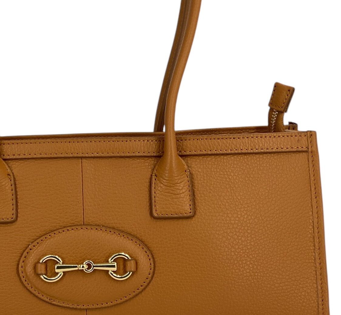 Ines – Women's handbag and shoulder bag in genuine Italian leather with long handles and lined interior