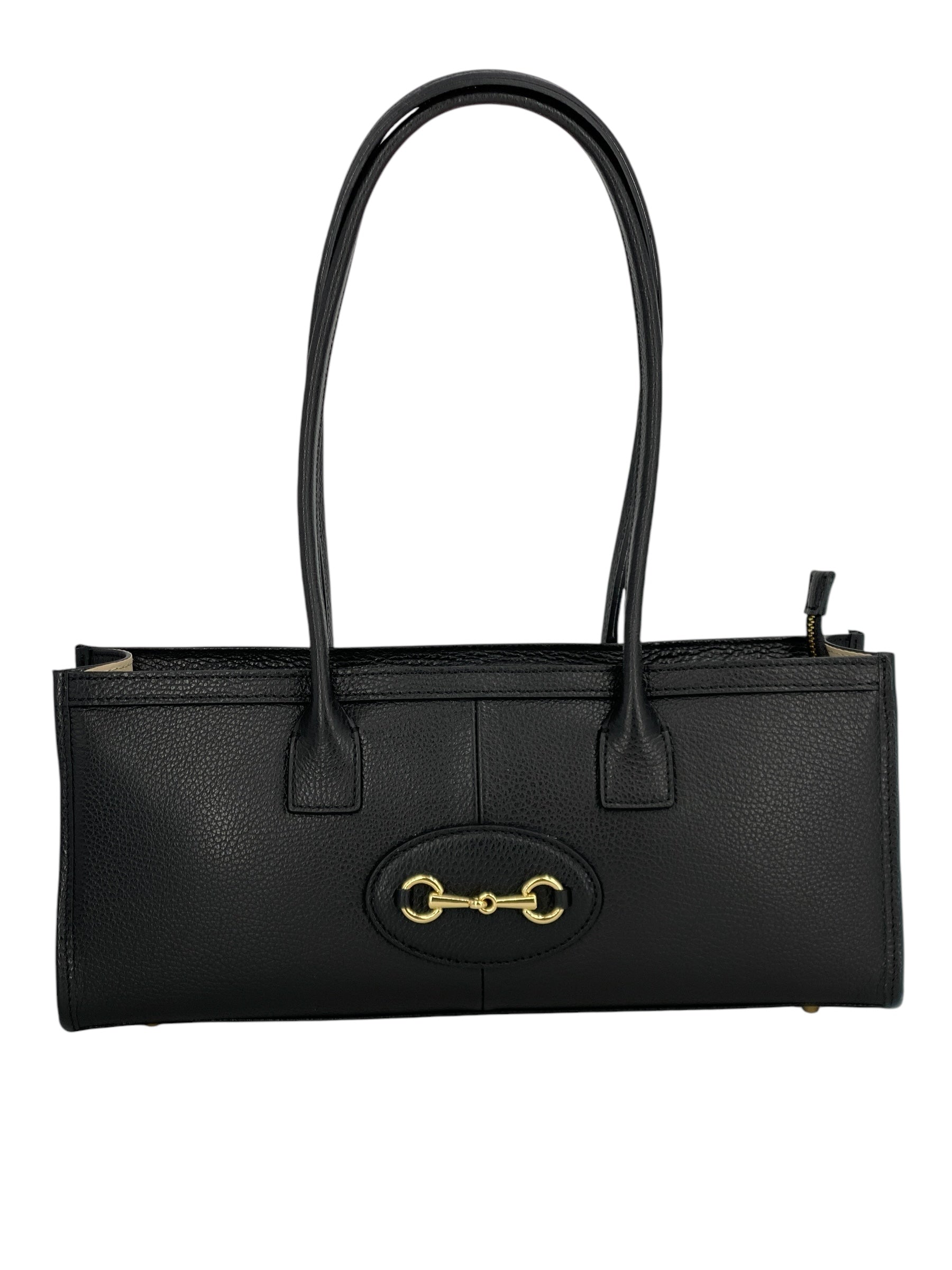 Ines – Women's handbag and shoulder bag in genuine Italian leather with long handles and lined interior